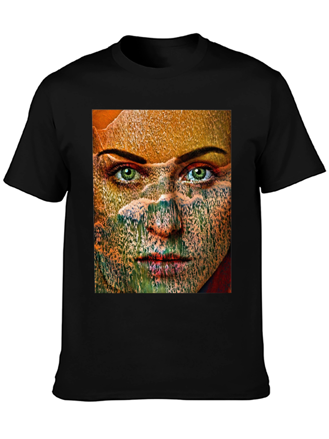 Black Abstract Woman Graphic Print Black T-Shirt view 3