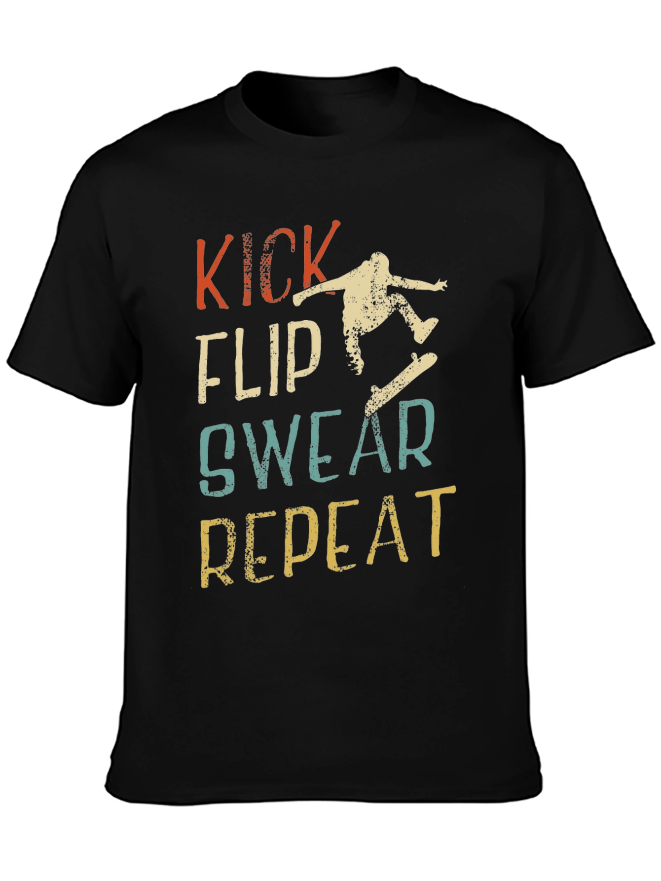 Black Kick Flip Swear Repeat Graphic T-Shirt view 3