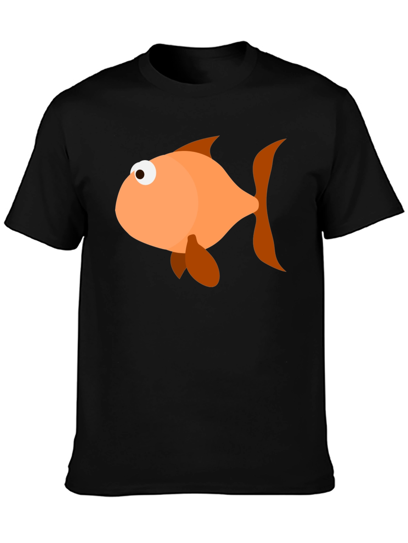 Black Funny Fish Graphic T-Shirt - Black Cotton Blend view 3