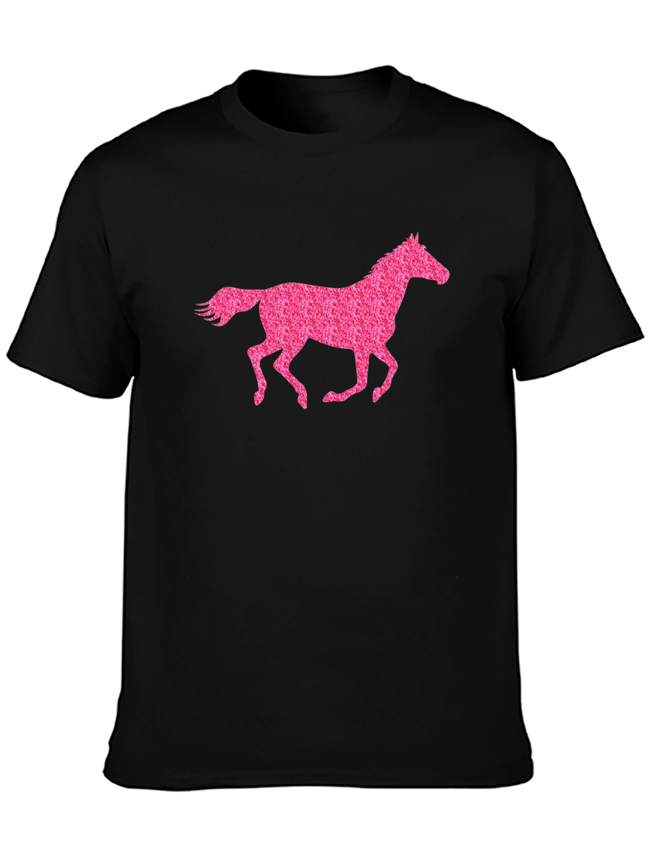 Black Black T-Shirt with Pink Horse Graphic view 3