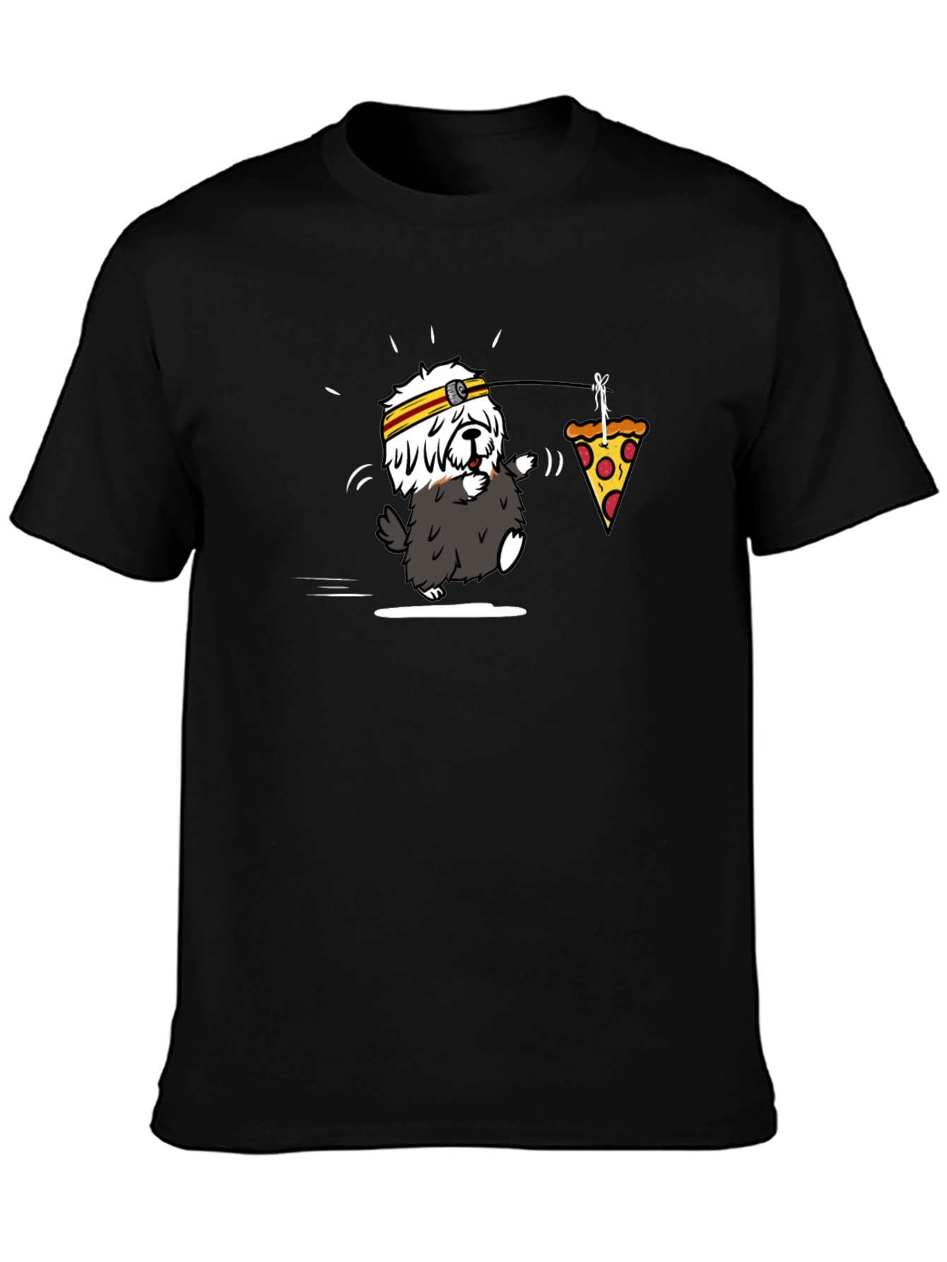Black Funny Pizza Dog T-Shirt view 3
