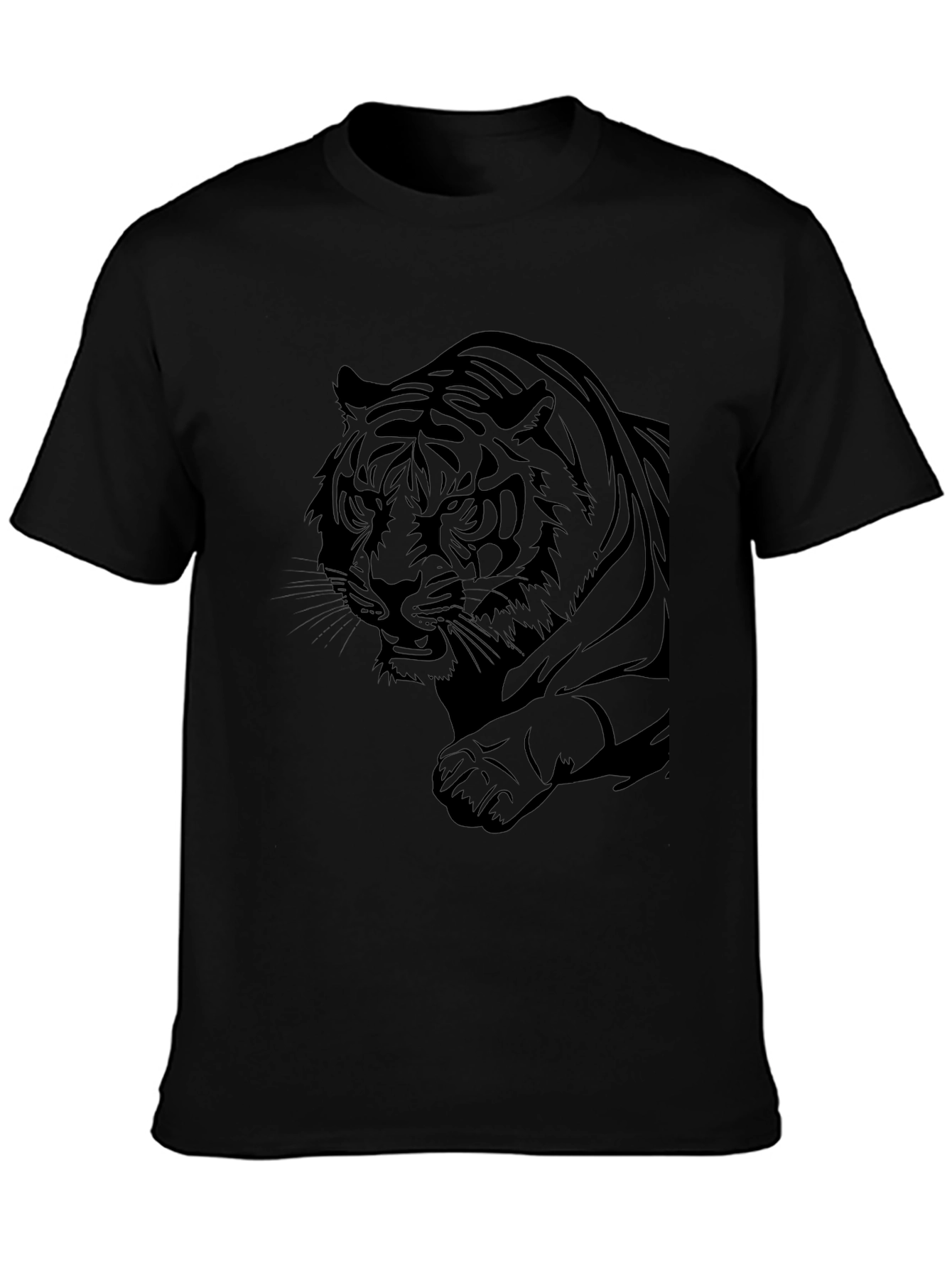 Black Tiger Graphic Black T-Shirt view 3