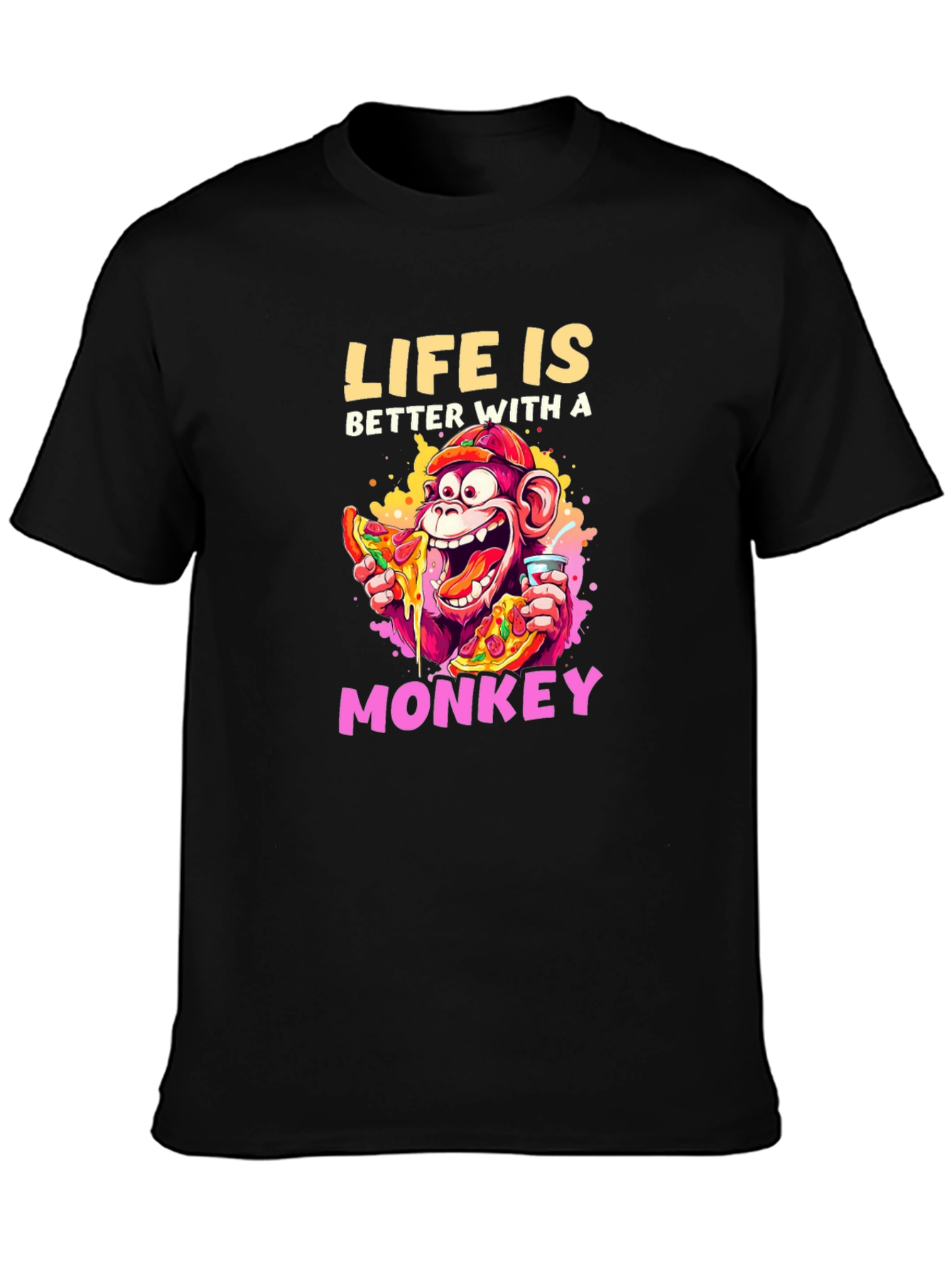 Black Life is Better with a Monkey Graphic Tee view 3