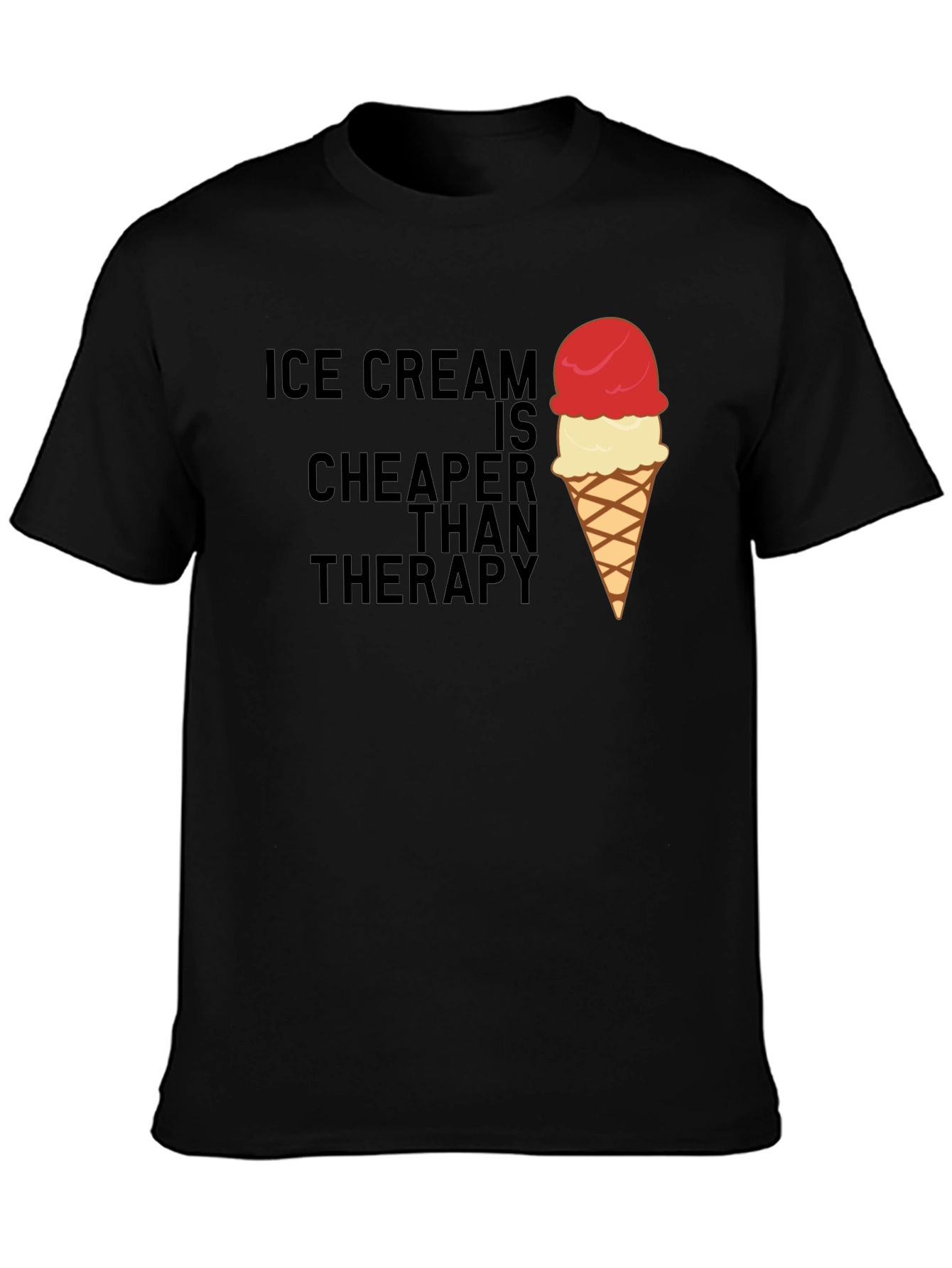 Black Ice Cream Cheaper Than Therapy Graphic Tee view 3
