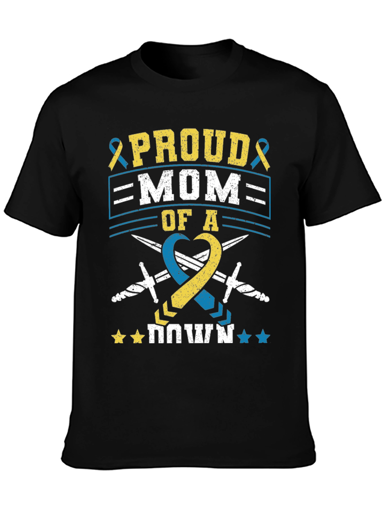 Black Proud Mom of a Down Syndrome Awareness T-Shirt view 3