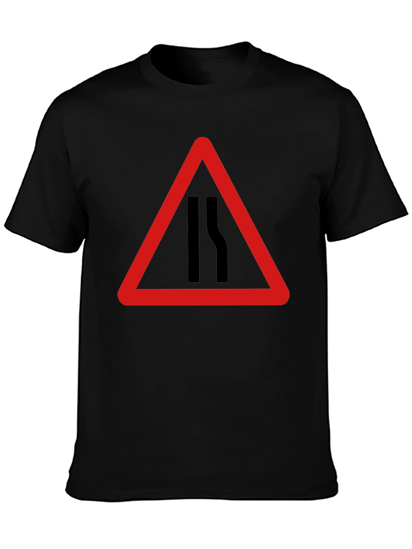Black Road Narrows T-Shirt - Warning Sign Graphic Tee view 3
