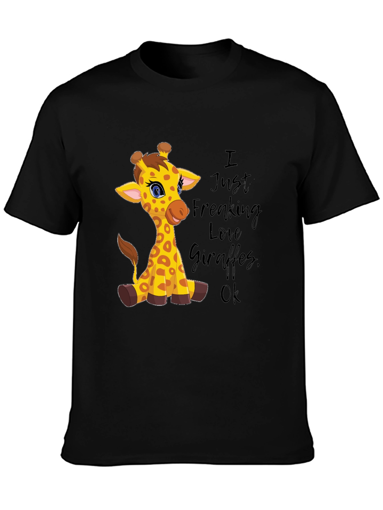 Black I Love Giraffes Graphic Tee - Unisex Black T-Shirt view 3