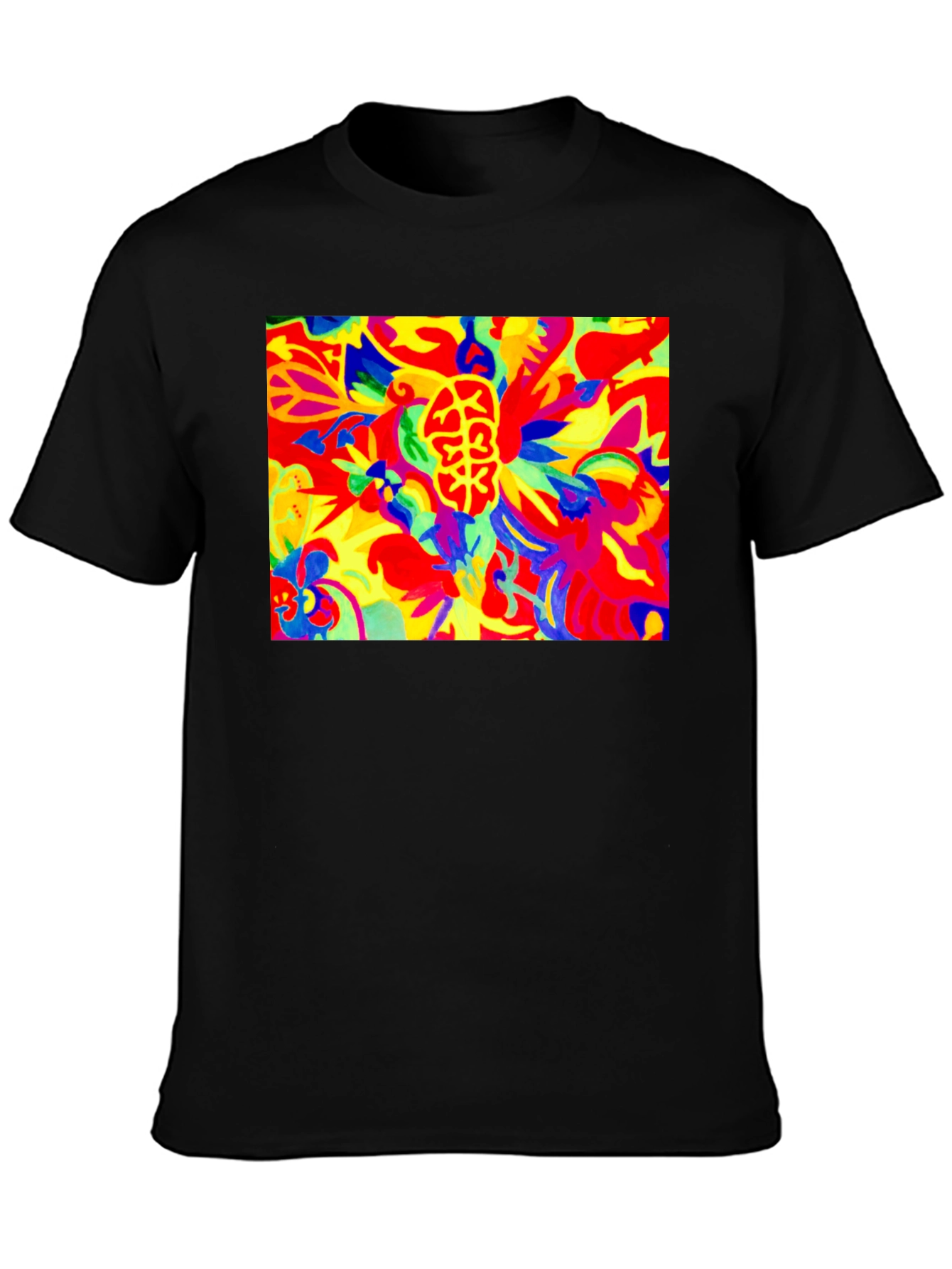 Black Psychedelic Brain Art Black T-Shirt view 3