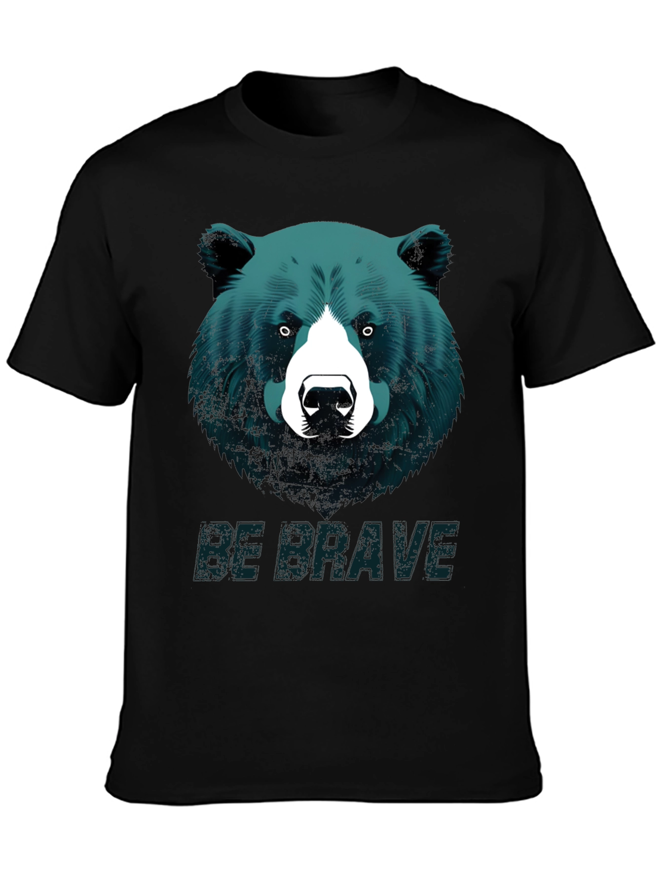 Black Be Brave Bear Graphic Tee - Black Unisex T-Shirt view 3