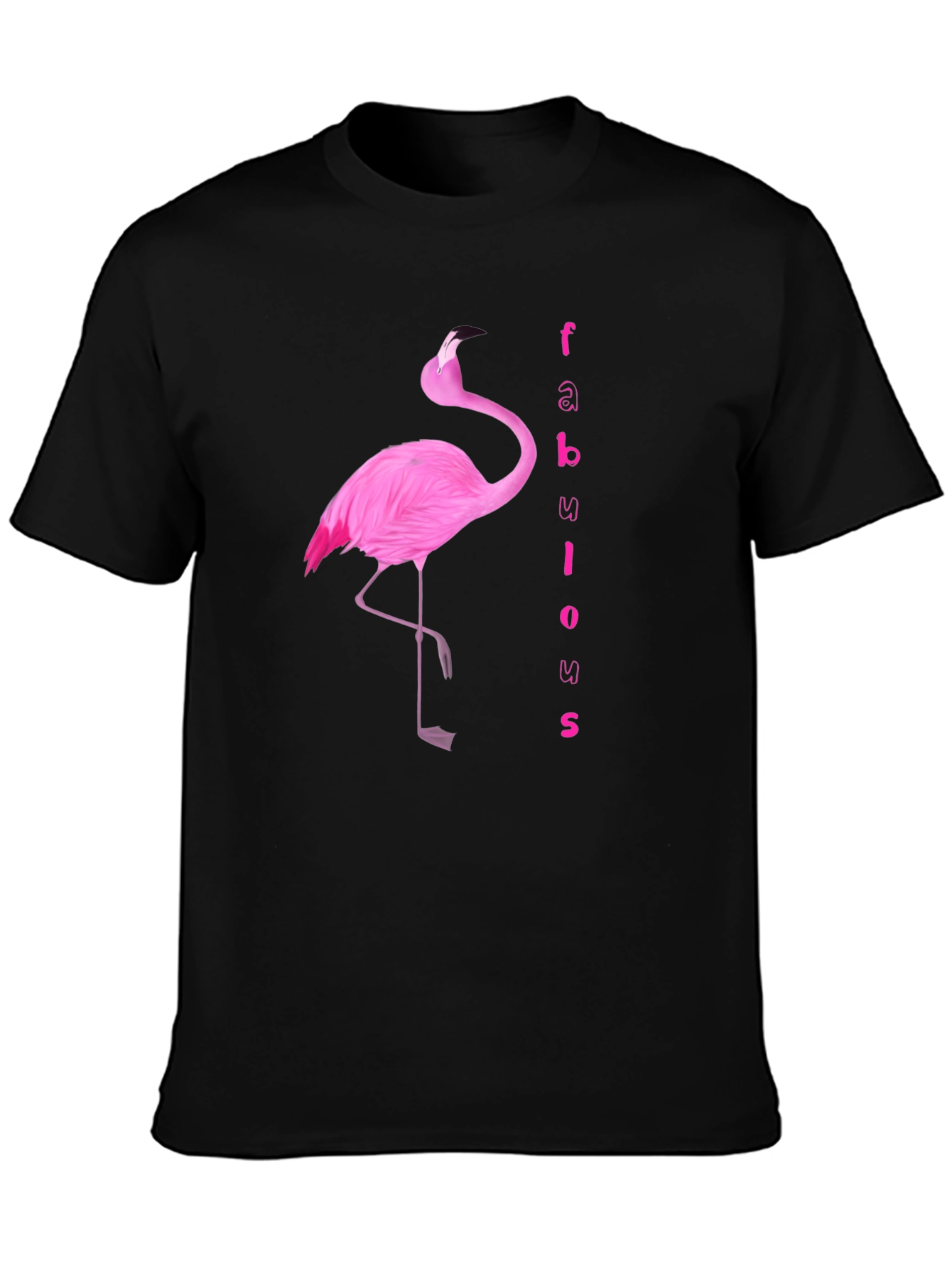 Black Fabulous Flamingo Graphic Tee - Black Cotton T-Shirt view 3