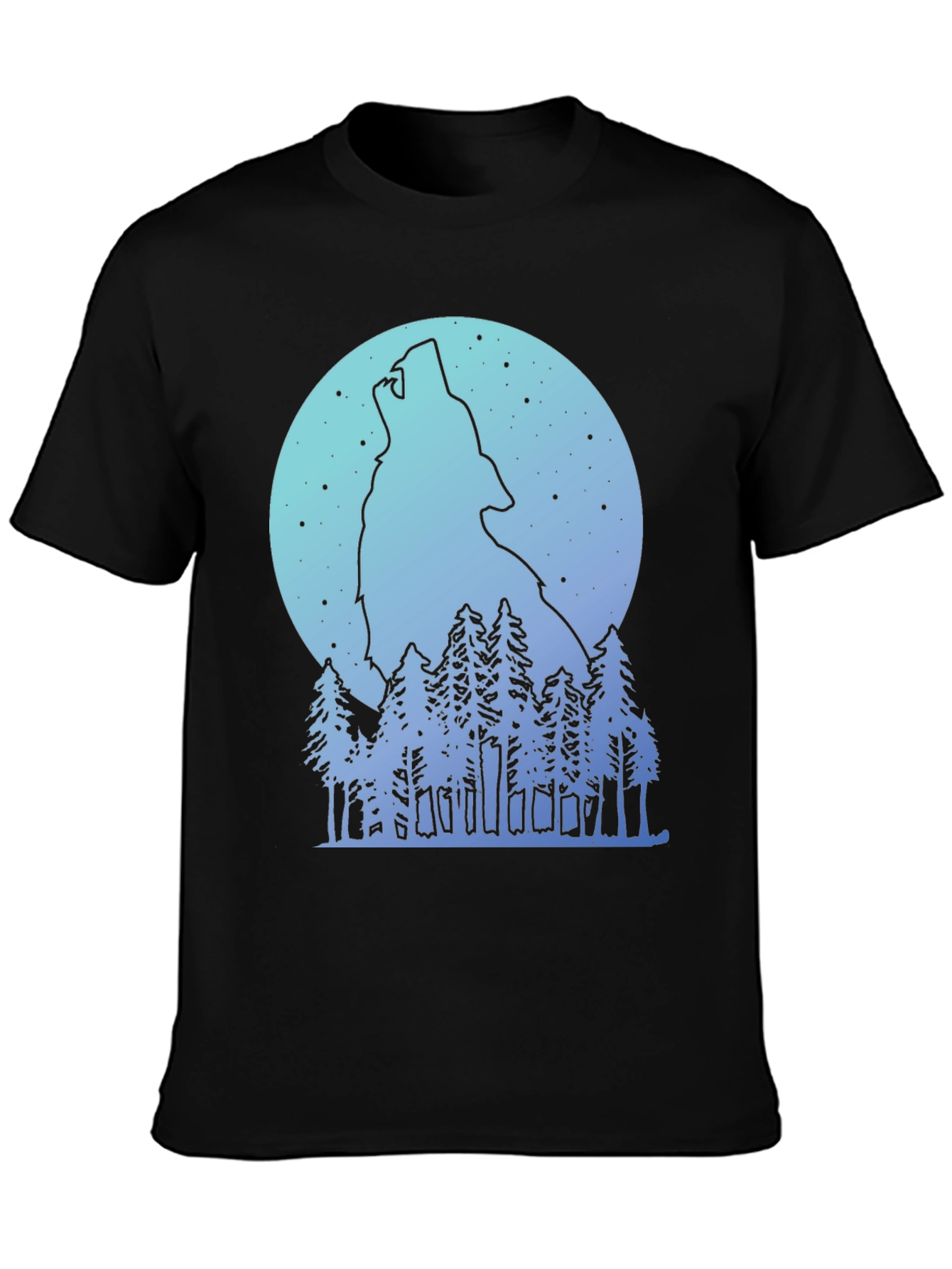 Black Wolf Howl Moon Graphic Tee view 3