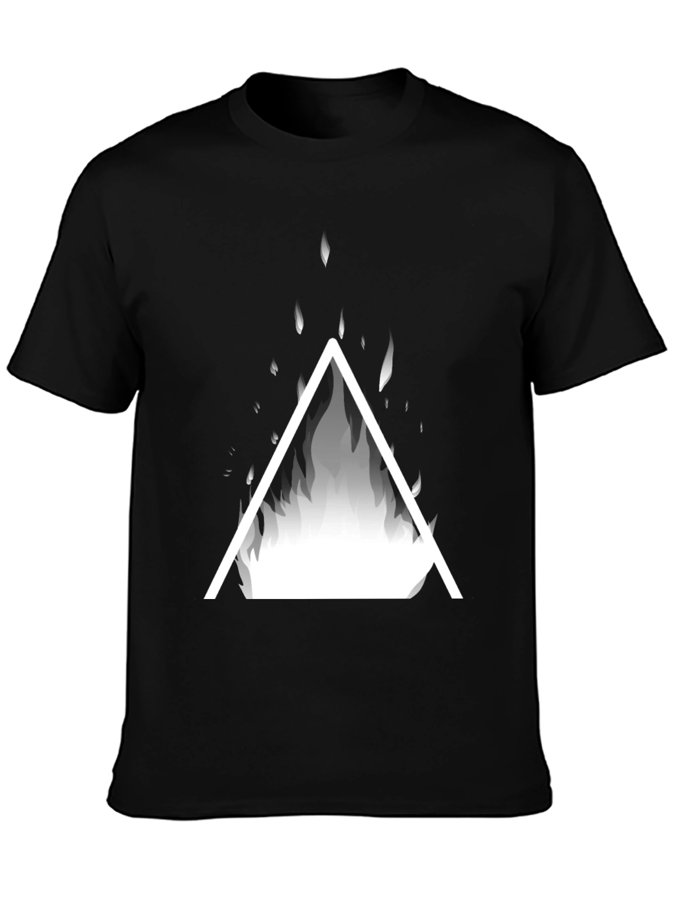 Black Geometric Fire Triangle Graphic Tee view 3
