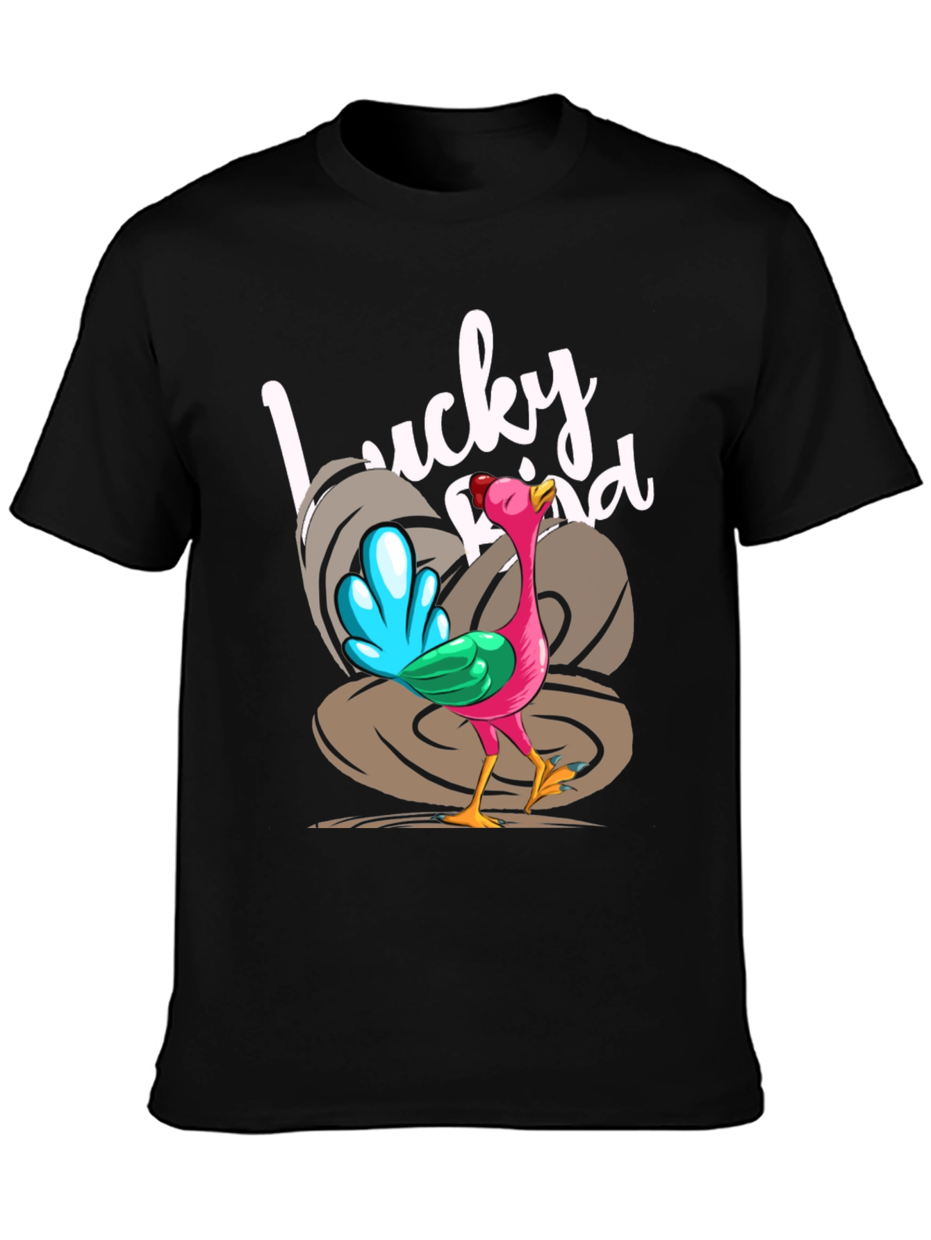 Black Lucky Bird Graphic Tee - Thanksgiving Humor view 3