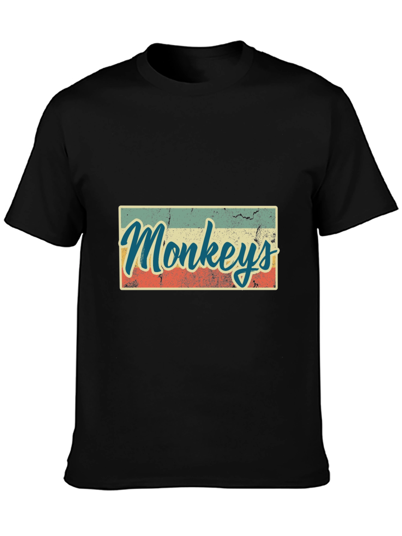 Black Retro Monkeys Graphic Tee - Vintage Style T-Shirt view 3