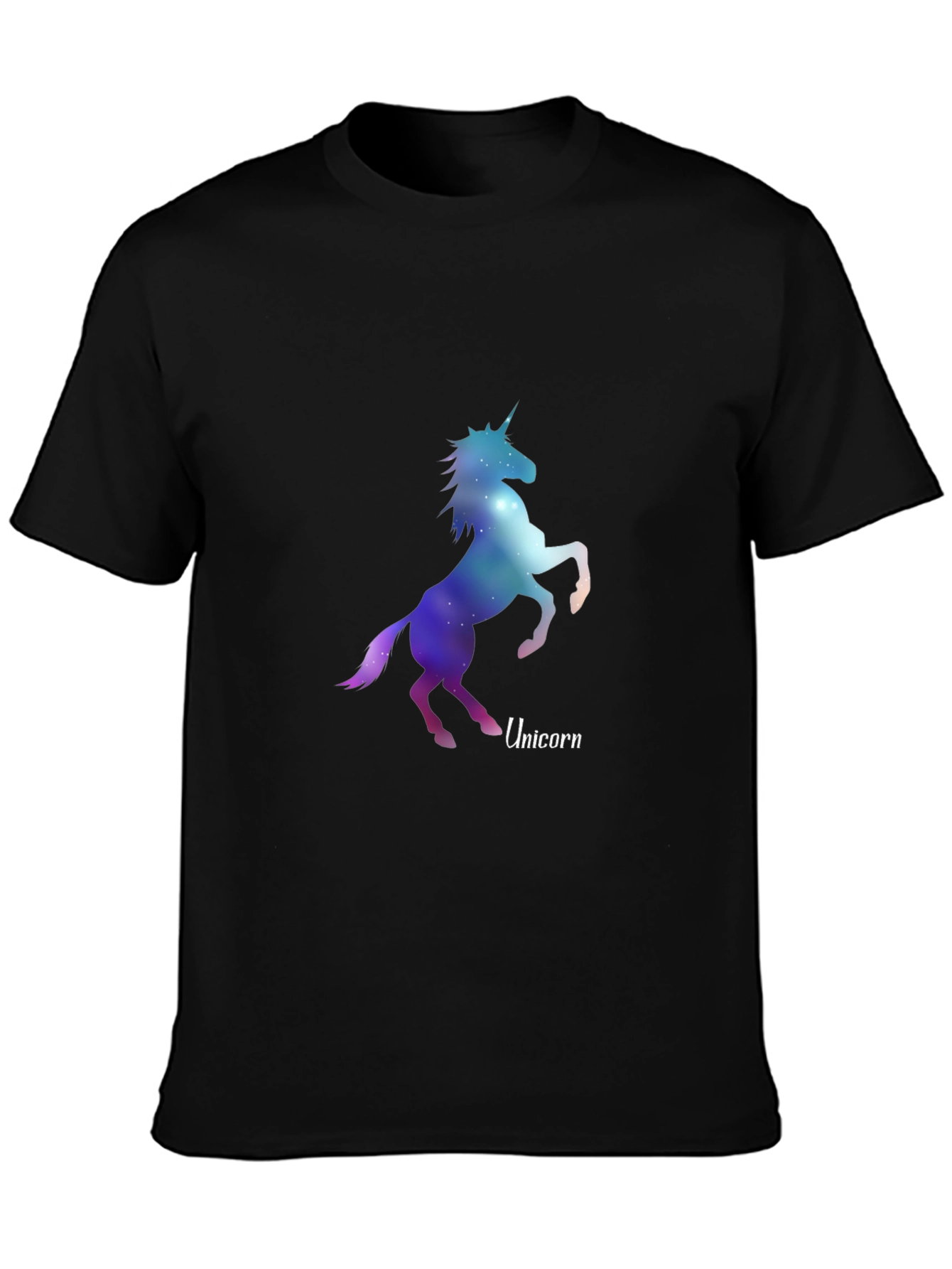 Black Galaxy Unicorn Graphic Tee - Stylish Men's Black T-Shirt view 3