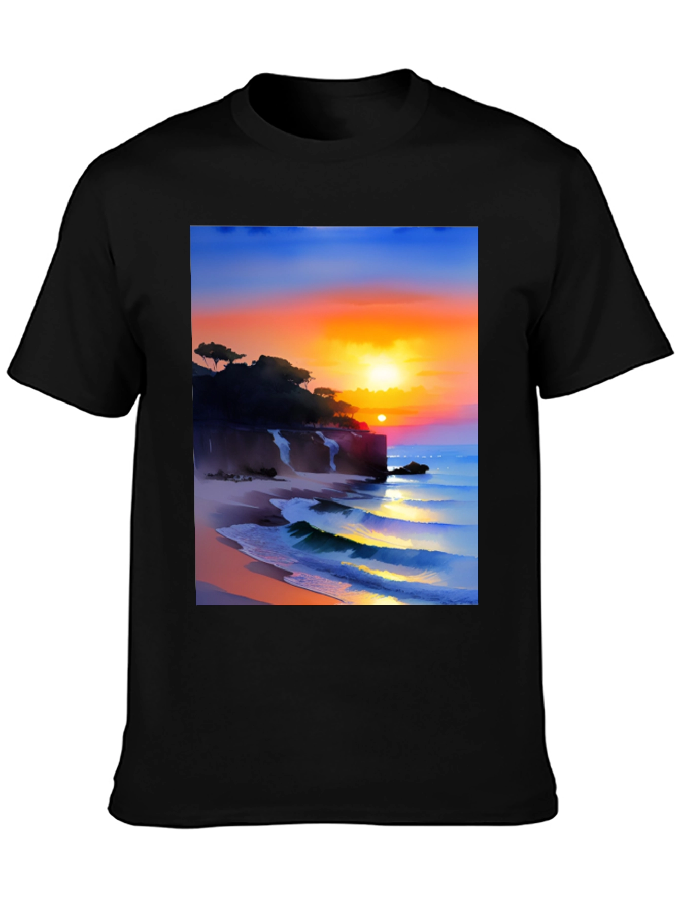 Black Sunset Beach Graphic Tee view 3