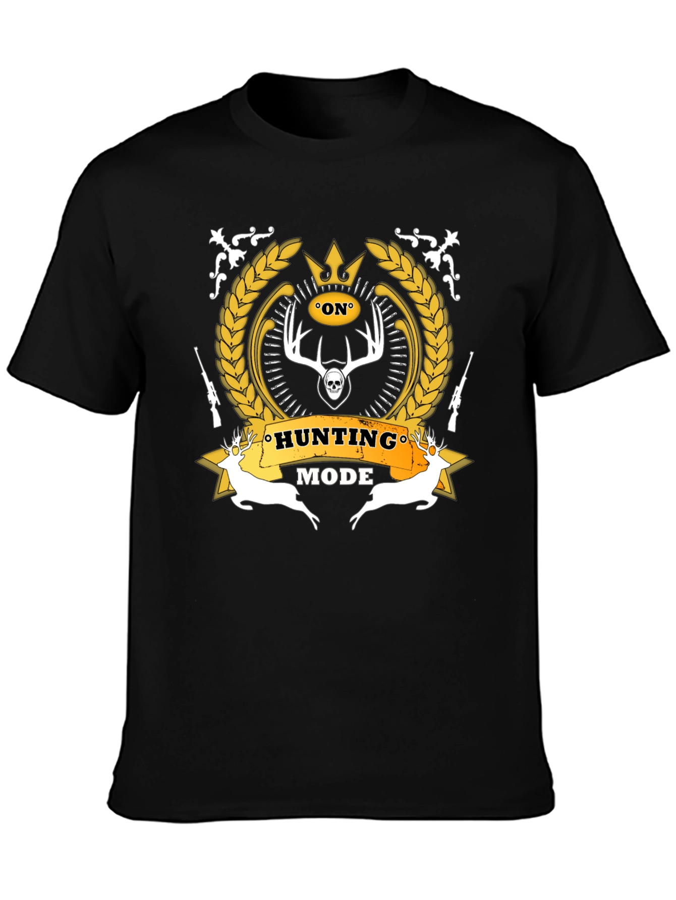 Black Hunting Mode Black Graphic T-Shirt view 3