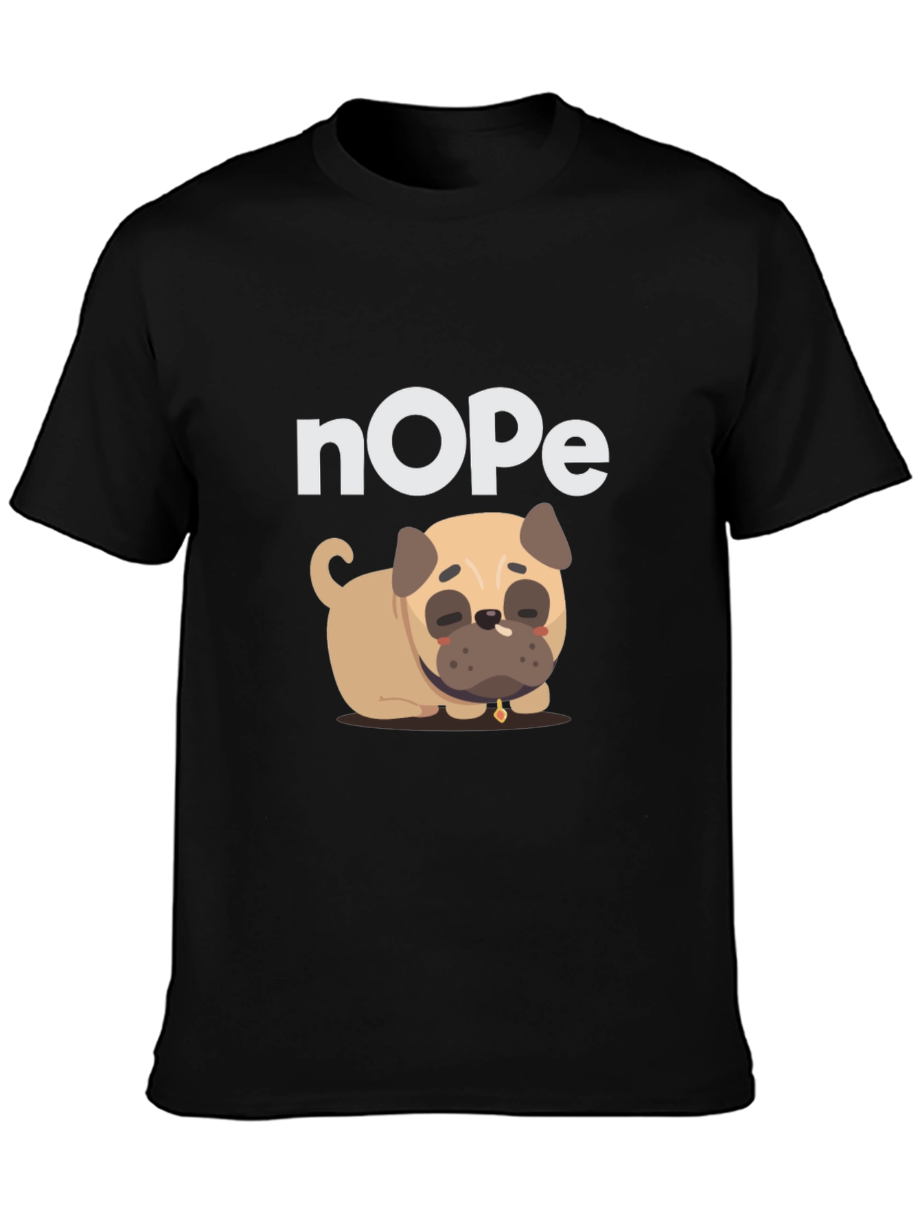 Black Nope Dog T-Shirt - Funny Graphic Tee view 3