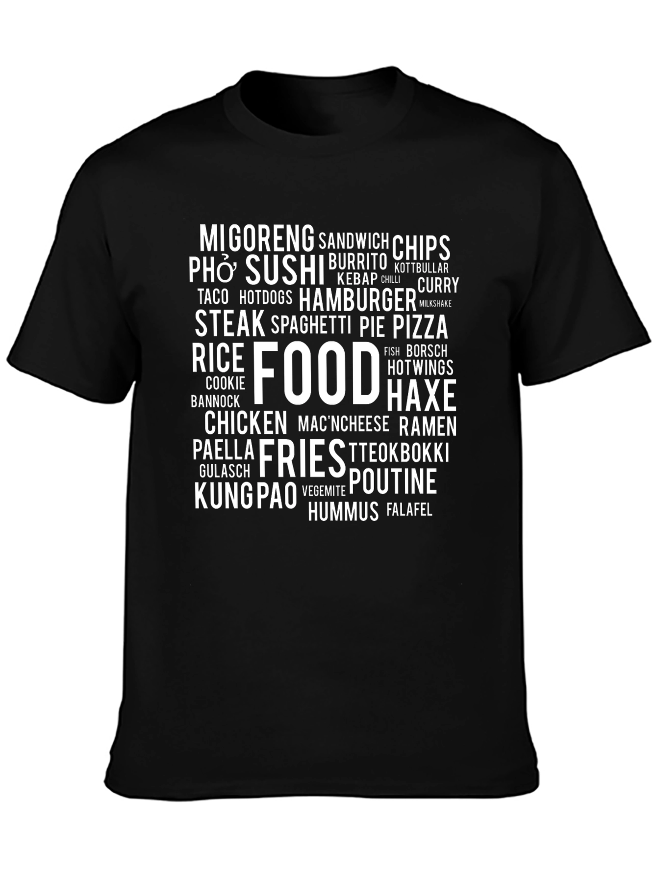 Black Food Lover's T-Shirt - Delicious Word Cloud Tee view 3