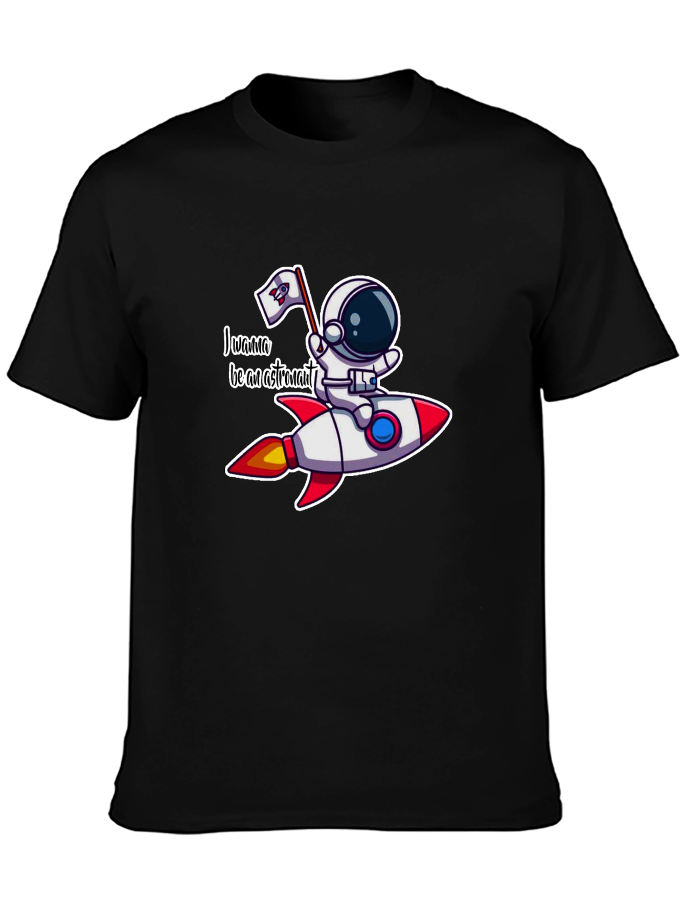 Black Astronaut Rocket T-Shirt - Space Adventure Tee view 3