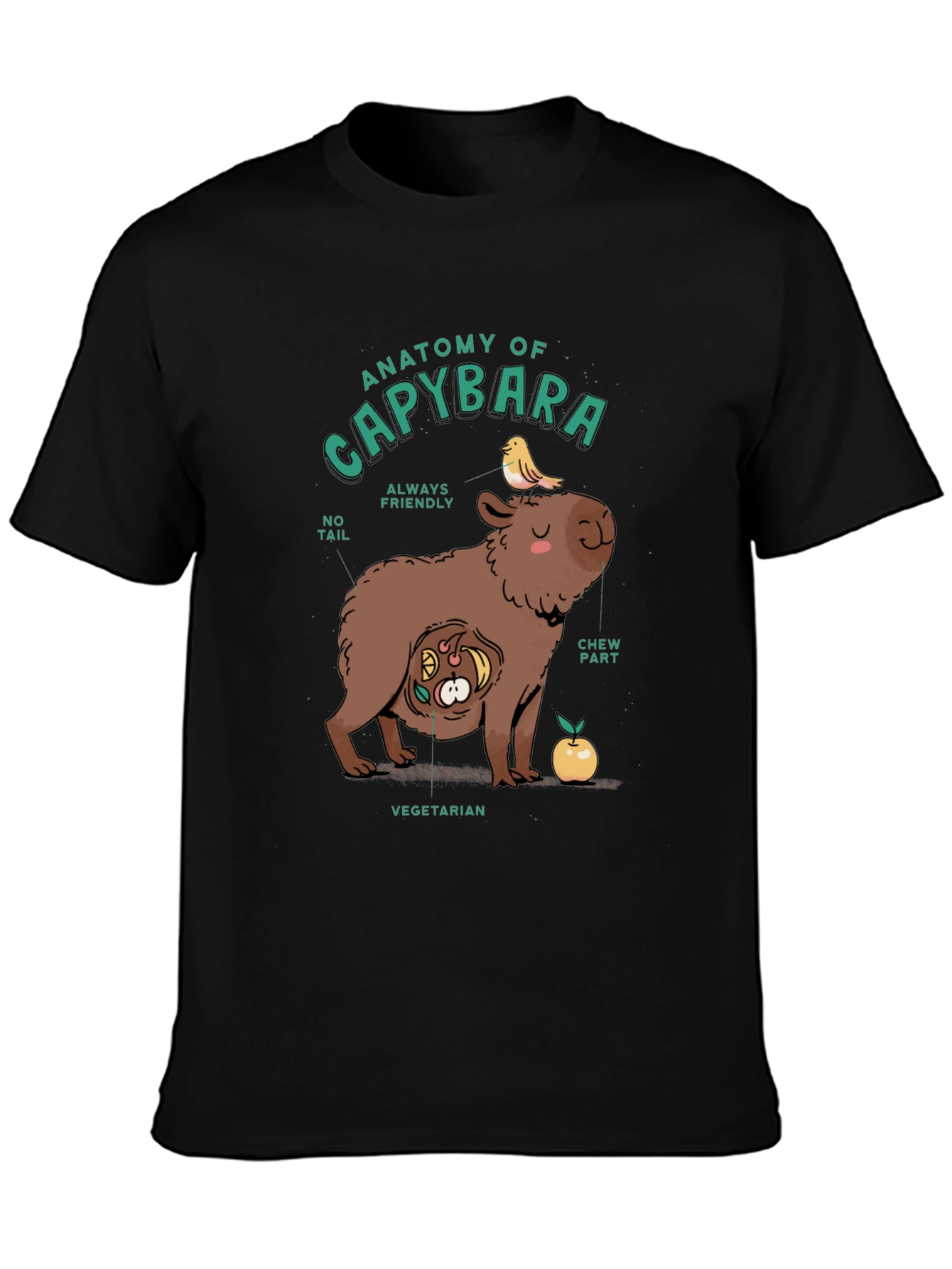 Black Anatomy of a Capybara Graphic T-Shirt view 3