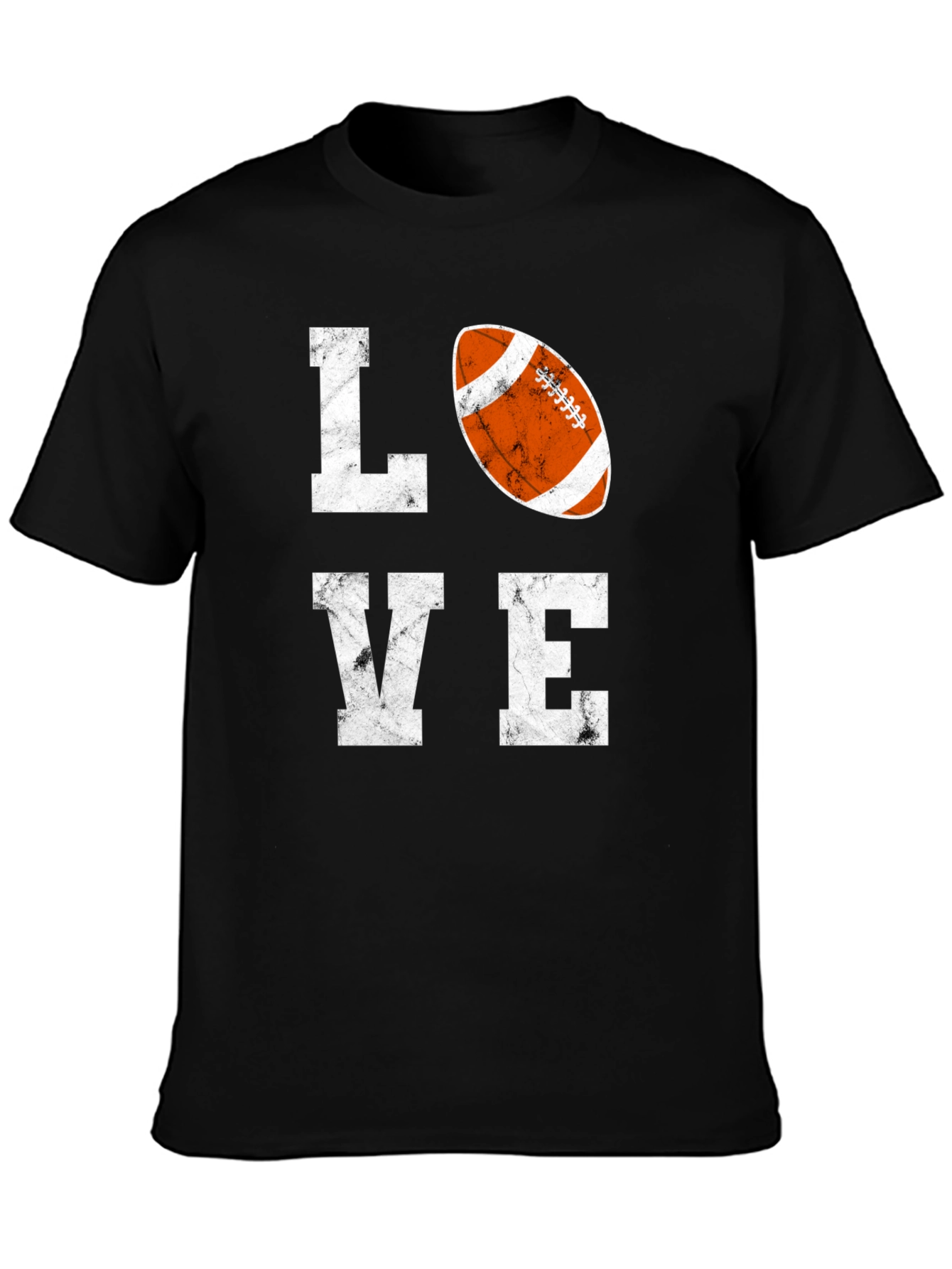 Black LOVE Football Graphic T-Shirt, Black Cotton Blend Tee view 3