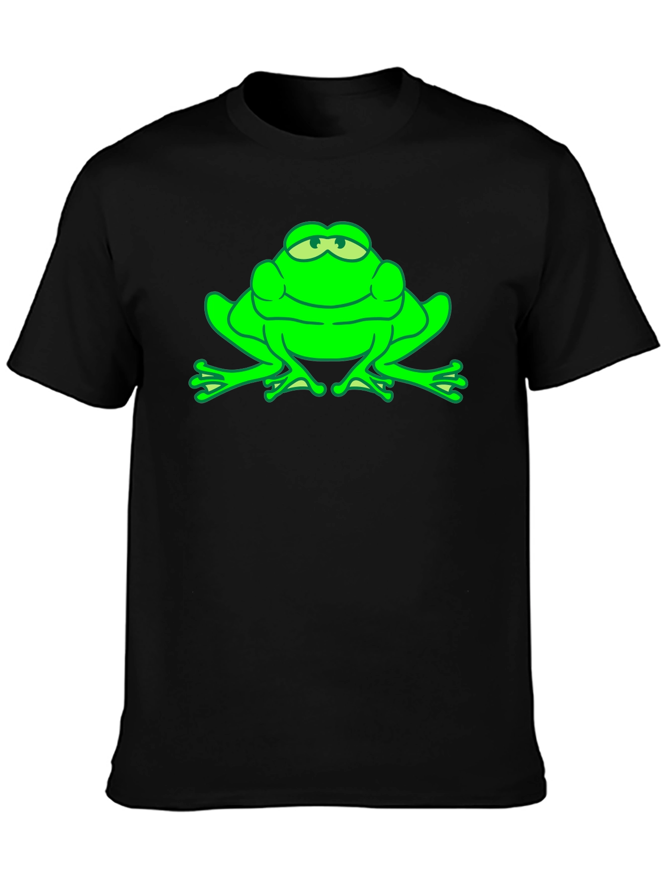 Black Green Frog Graphic Tee - Funny Animal T-Shirt view 3