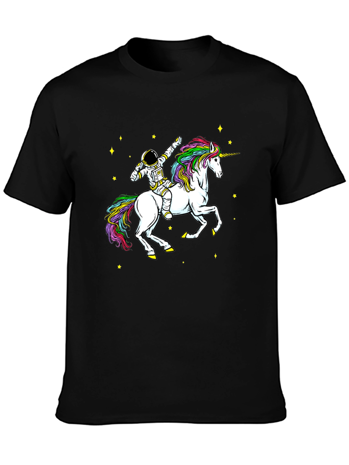 Black Astronaut Unicorn Ride T-Shirt - Cosmic Style view 3