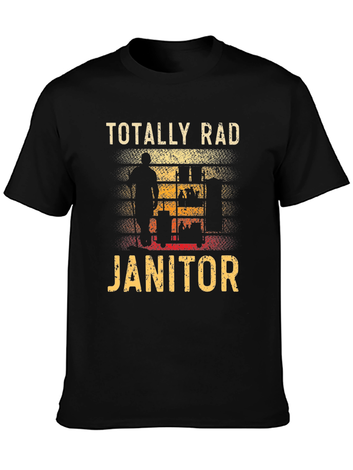 Black Totally Rad Janitor Graphic T-Shirt view 3