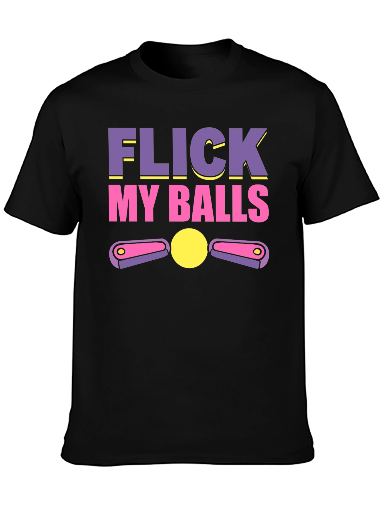 Black Flick My Balls Pinball Humor T-Shirt view 3
