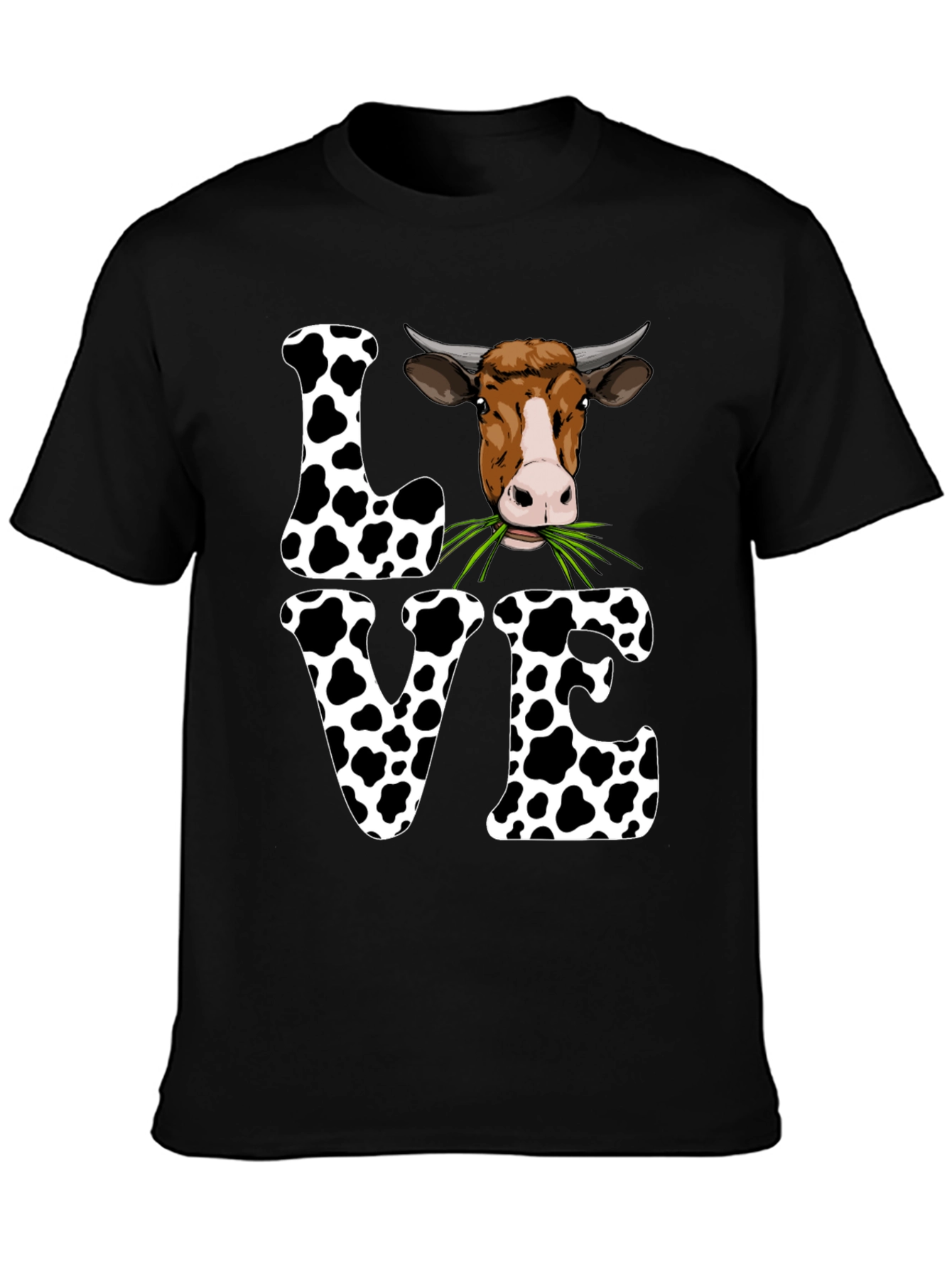Black Cow Love Graphic Tee - Cute Farm Animal T-Shirt view 3
