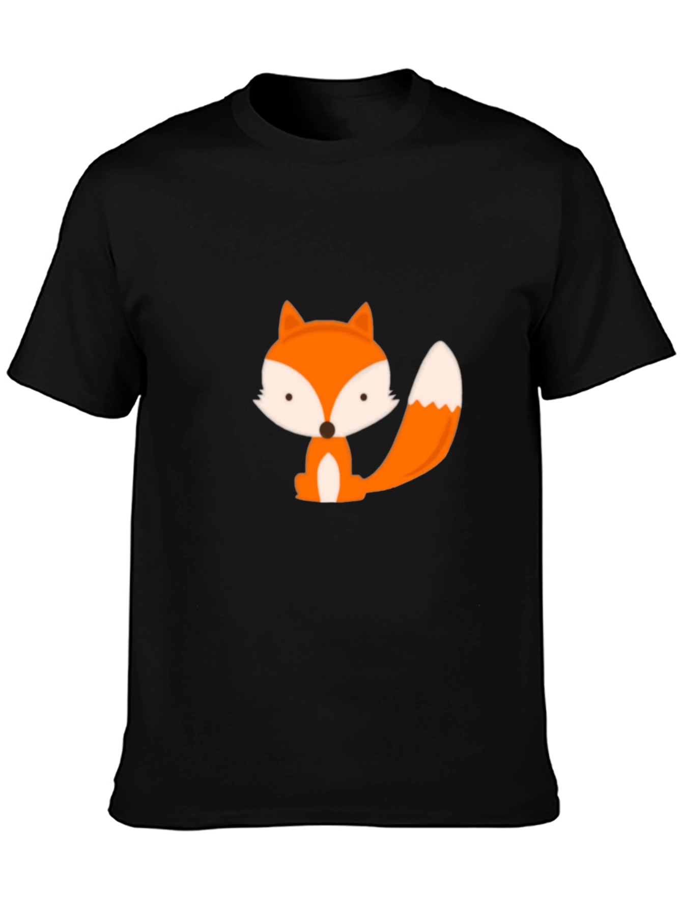 Black Cute Cartoon Fox Graphic Tee - Black view 3