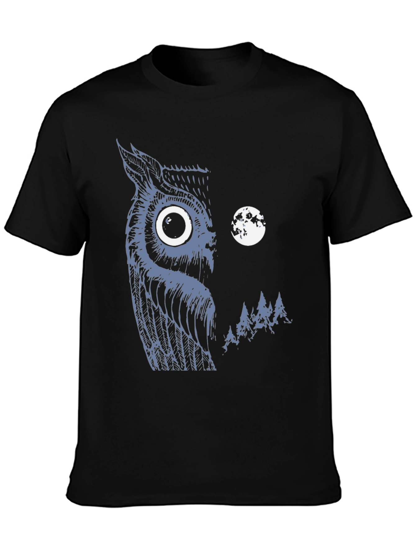 Black Owl & Moon Graphic Black T-Shirt view 3