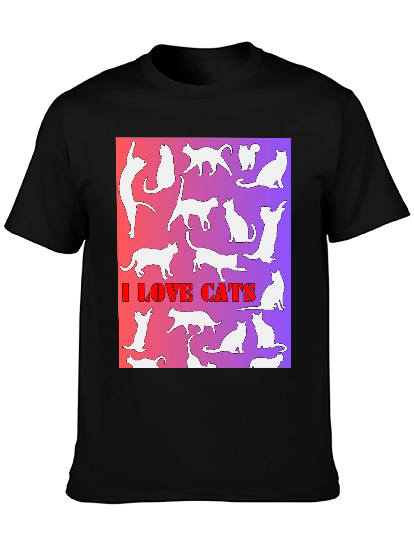 Black I Love Cats T-Shirt view 3