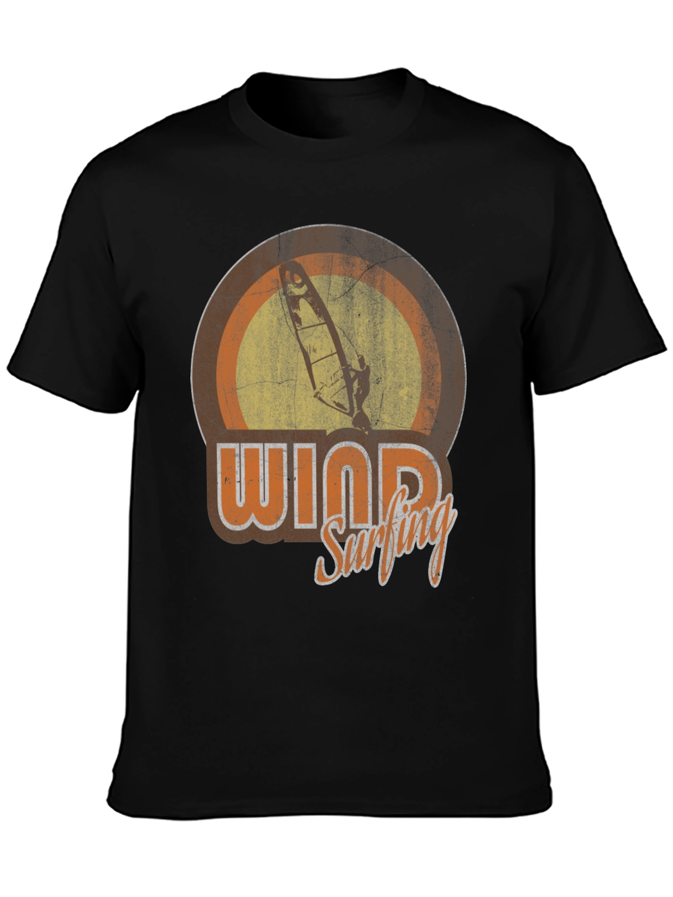 Black Vintage Windsurfing Graphic Tee - Retro Surfer T-Shirt view 3