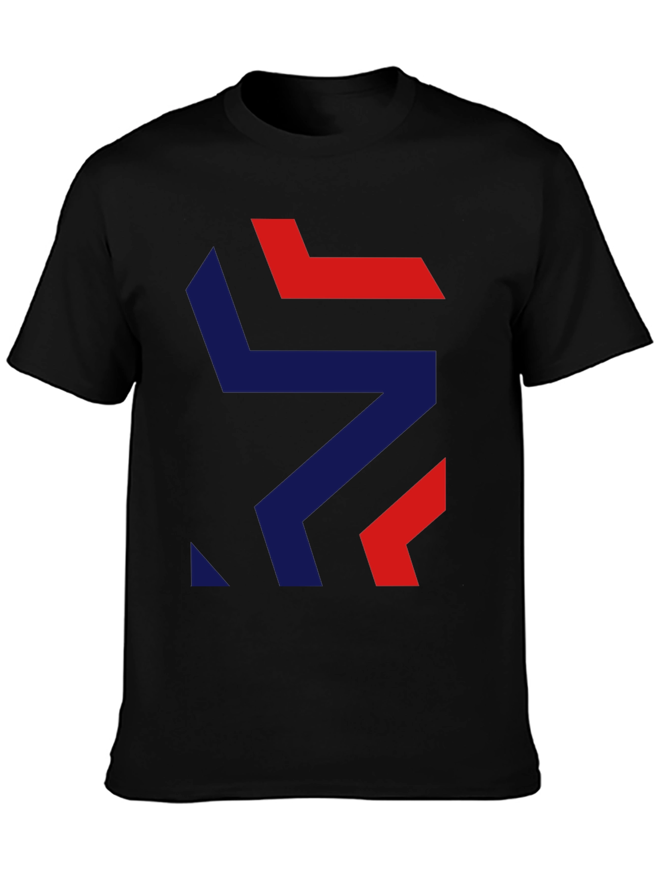 Black Modern Geometric Graphic Tee - Stylish Black T-Shirt view 3