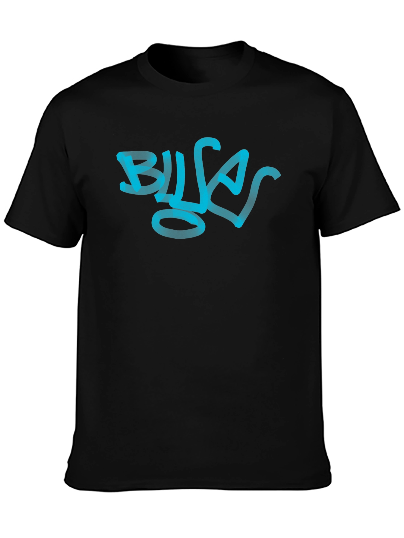 Black Men's Black Graphic Tee - Blue Graffiti Design view 3