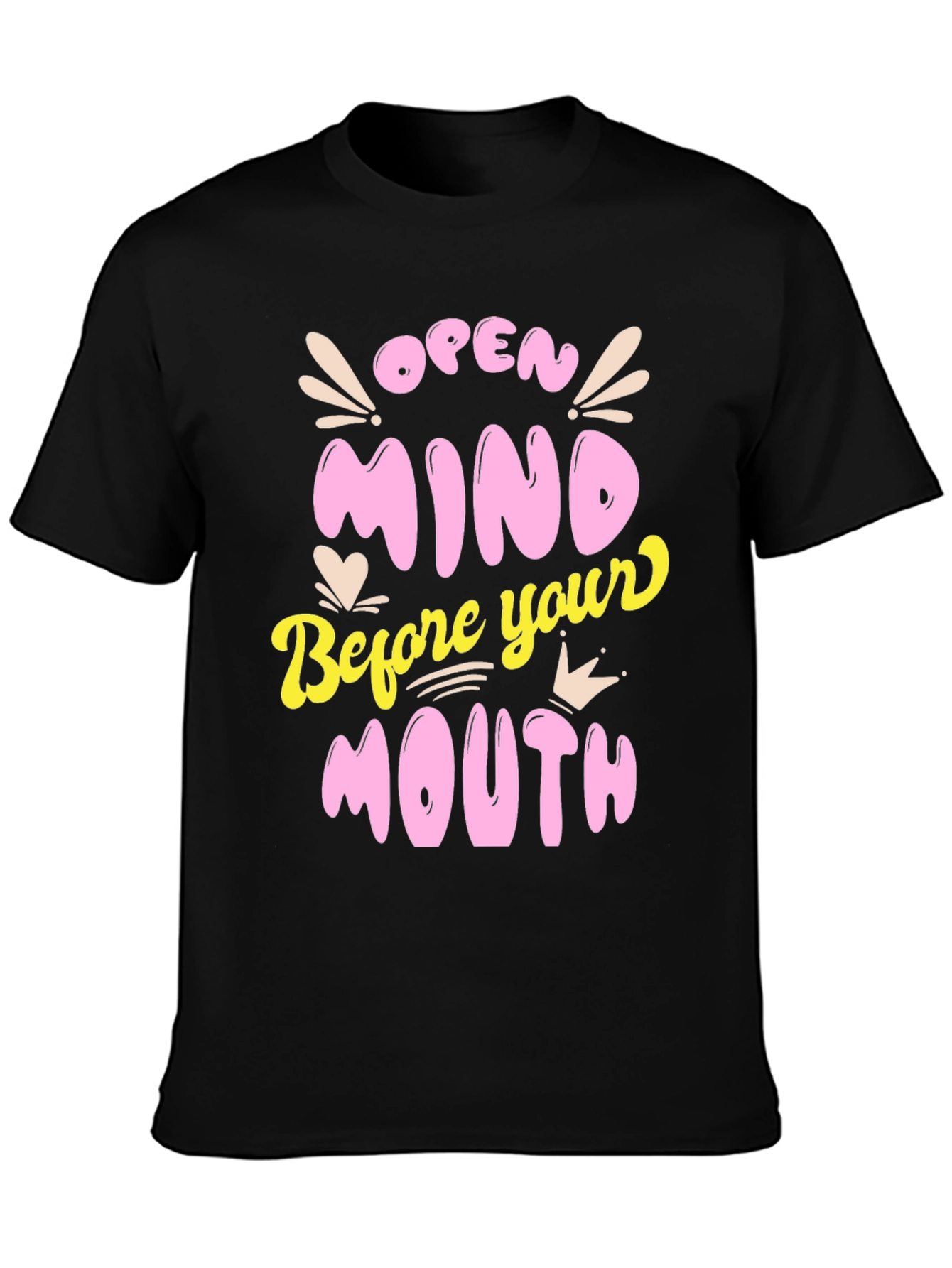 Black Open Mind Graphic Tee - Black Unisex T-Shirt view 3