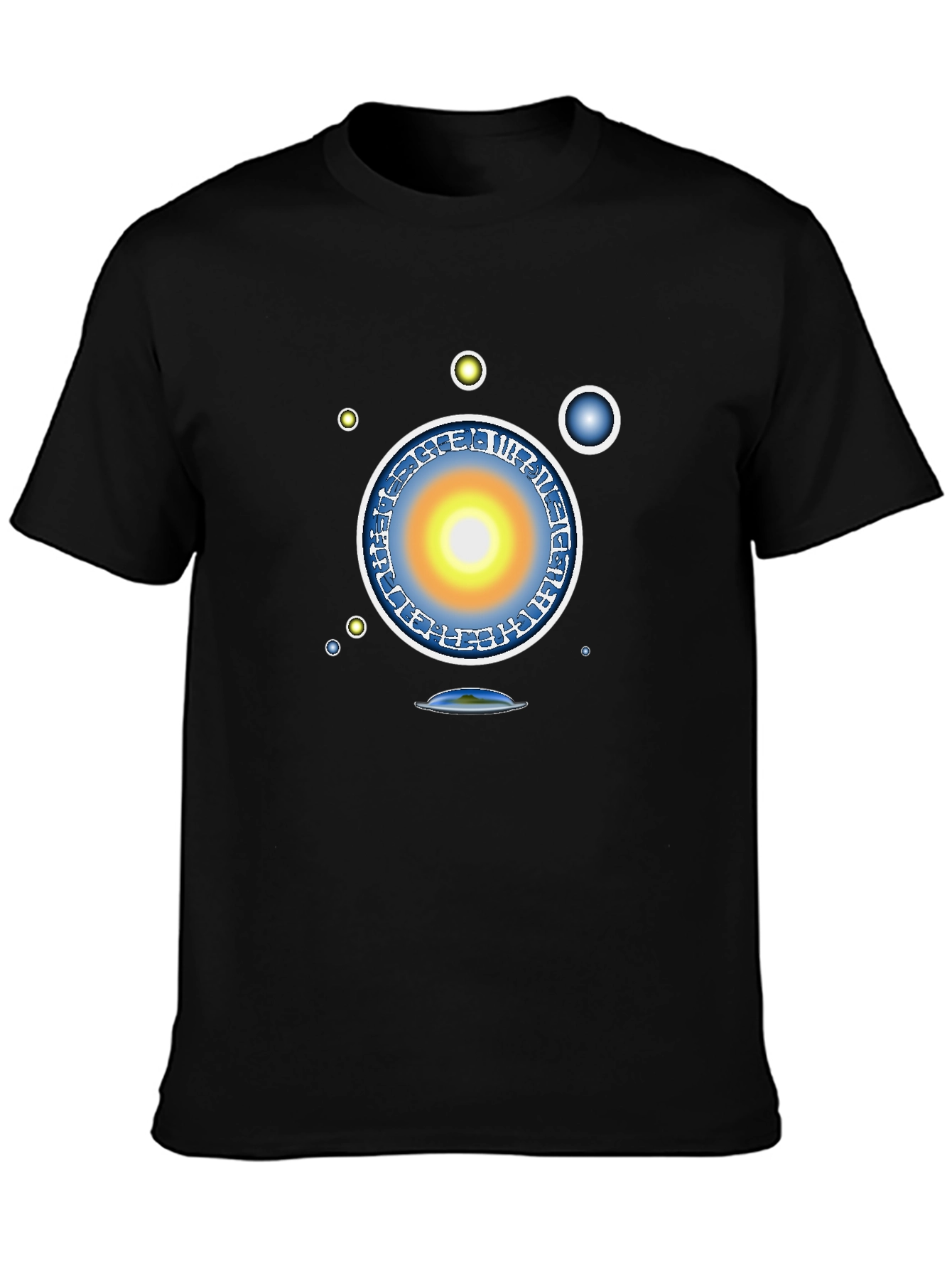 Black Abstract Solar System Graphic Tee - Black view 3