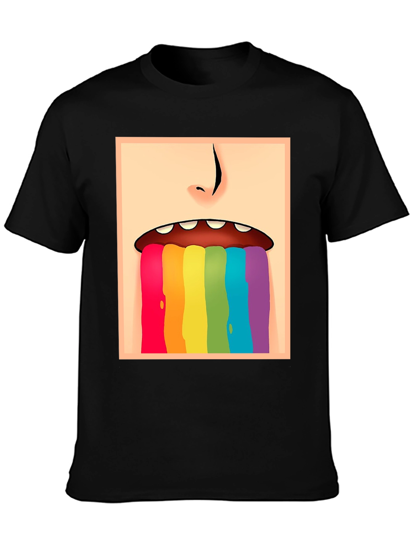 Black Rainbow Vomit Graphic Tee - Black Cotton Comfort view 3