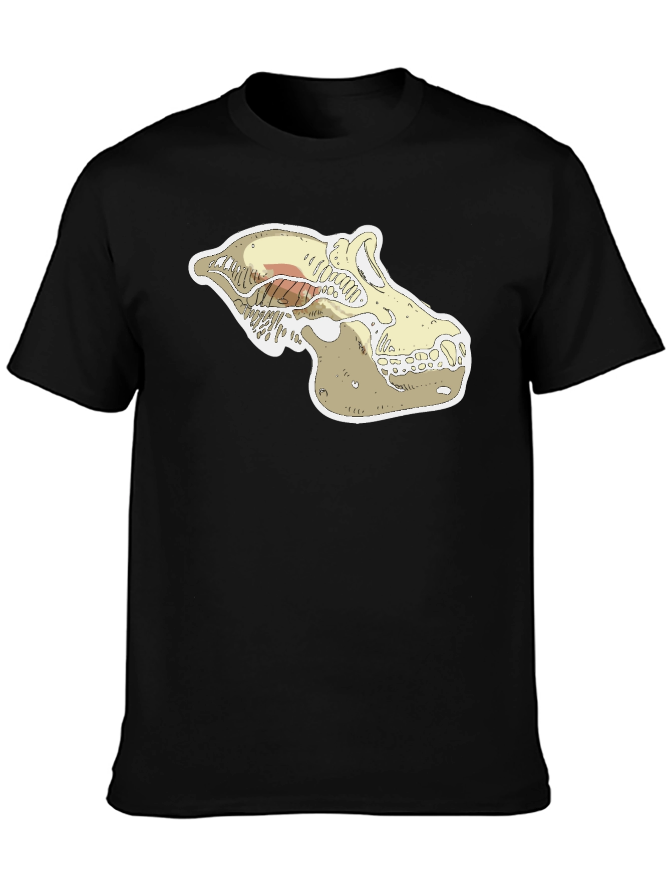 Black Cool Skull Graphic Black T-Shirt view 3