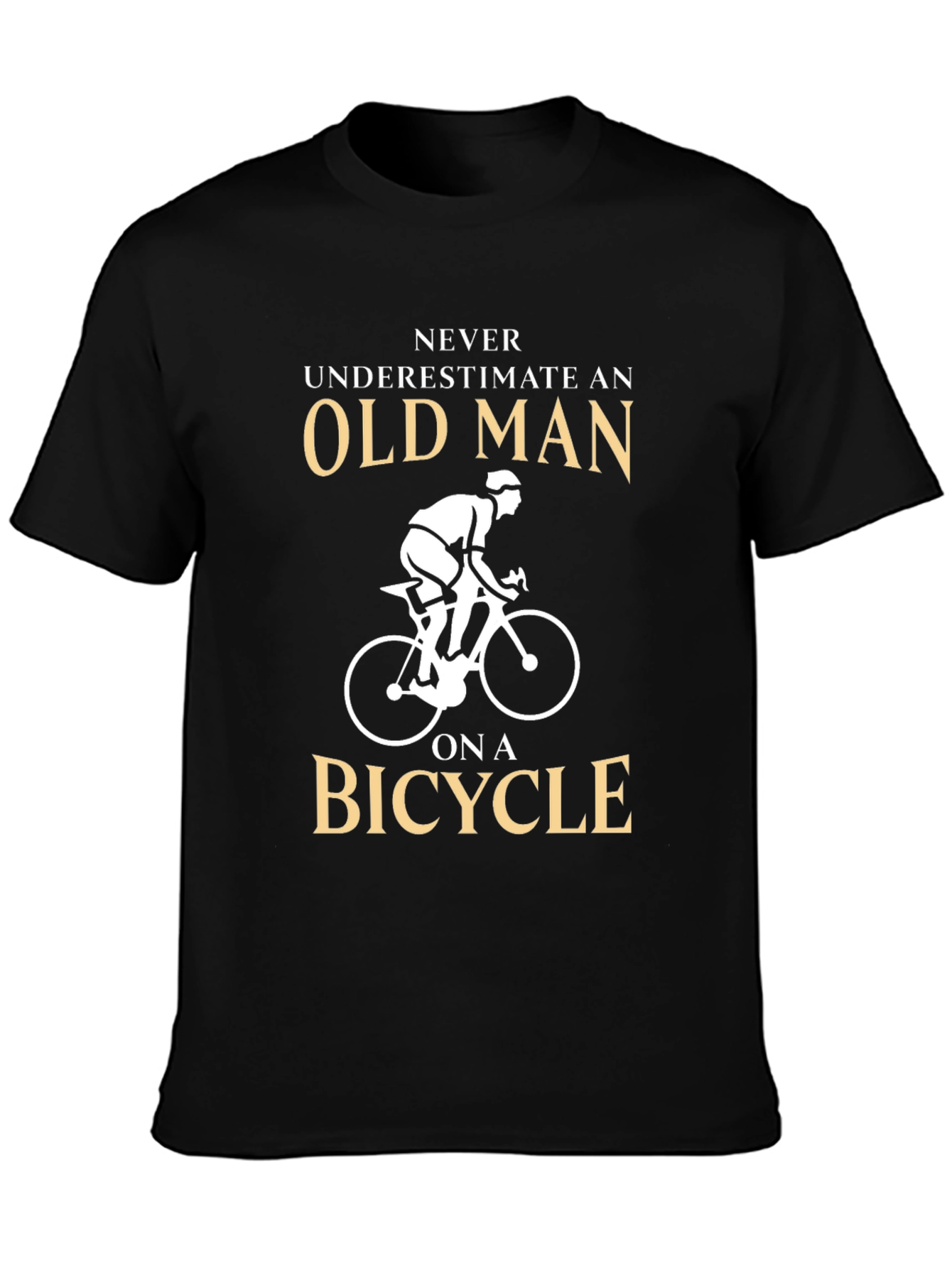 Black Never Underestimate Old Man on a Bicycle T-Shirt view 3