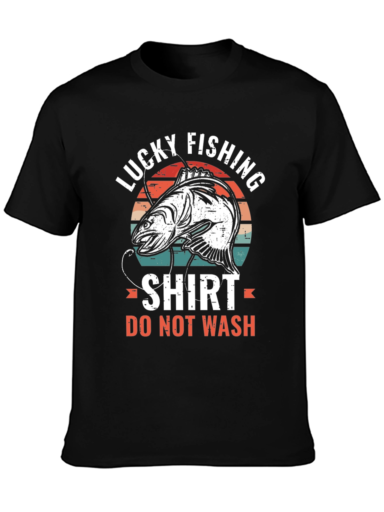 Black Lucky Fishing Shirt - Novelty Graphic Tee view 3