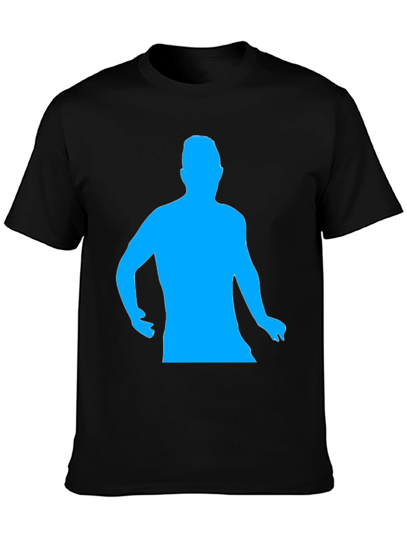 Black Cool Black T-Shirt with Blue Silhouette view 3
