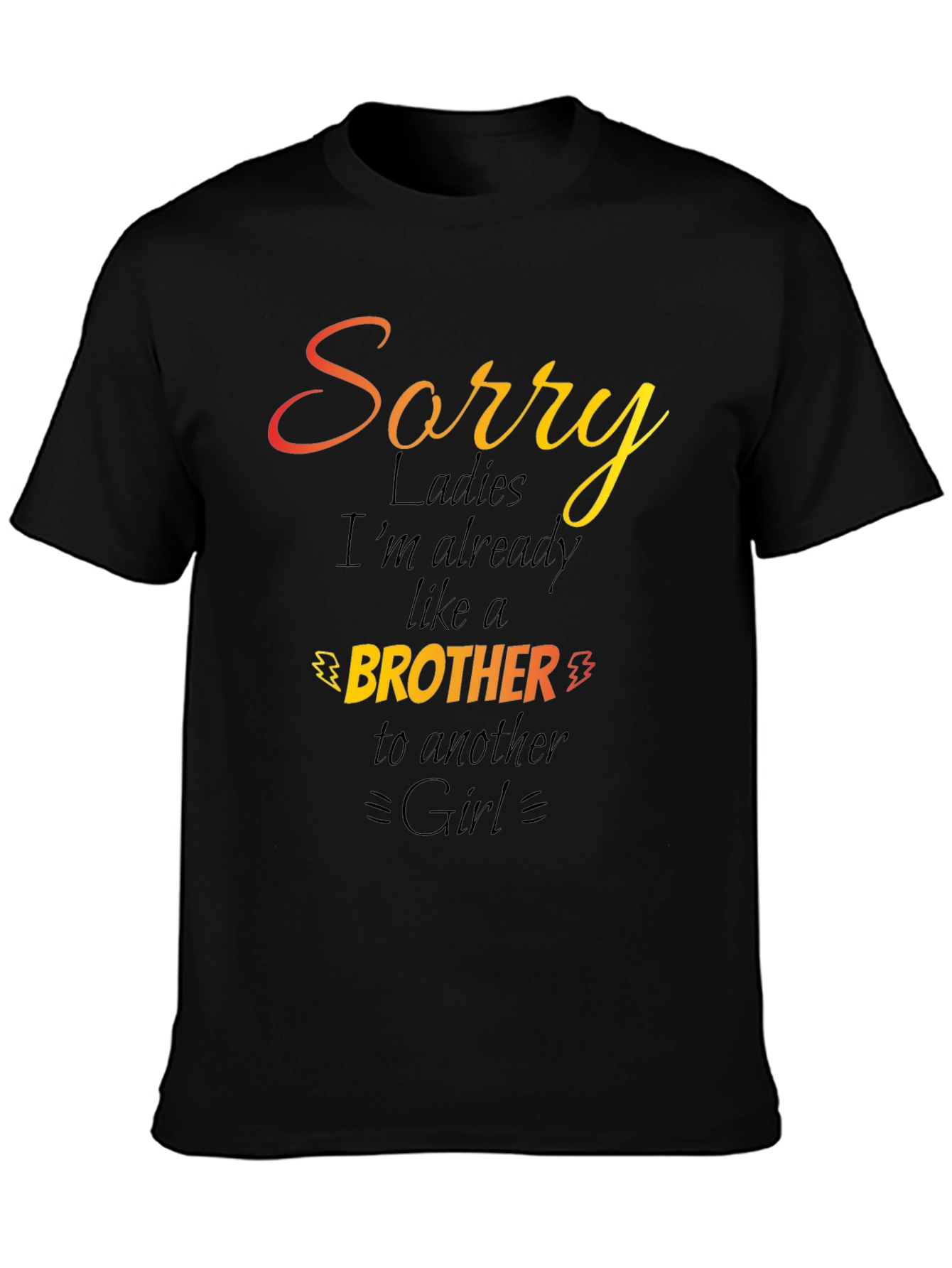 Black Sorry Ladies Brother Graphic Tee - Black Cotton Shirt view 3