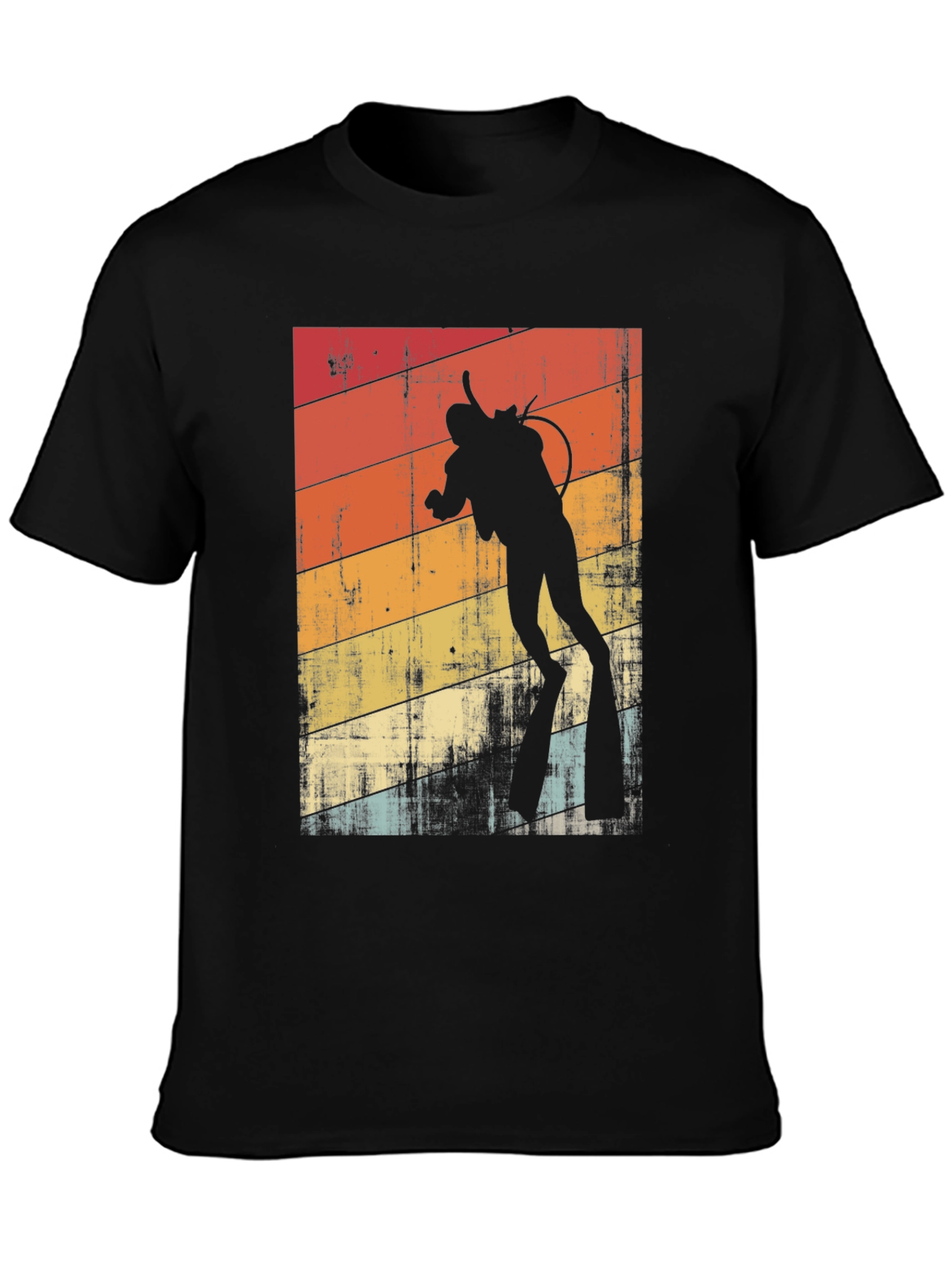 Black Vintage Diver T-Shirt - Retro Scuba Diving Design view 3