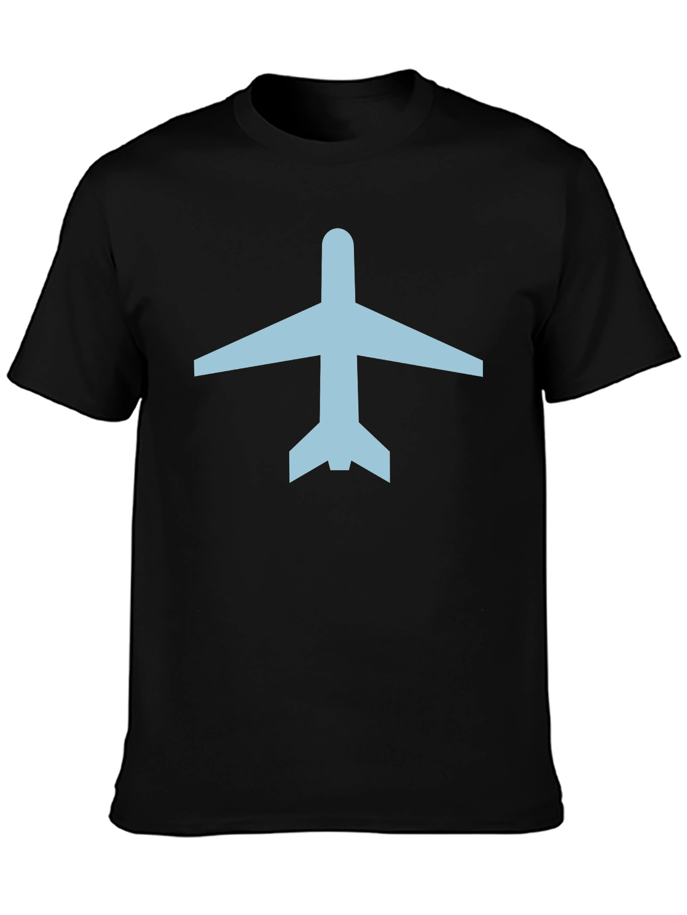 Black Airplane Graphic Tee - Black Cotton Crew Neck T-Shirt view 3
