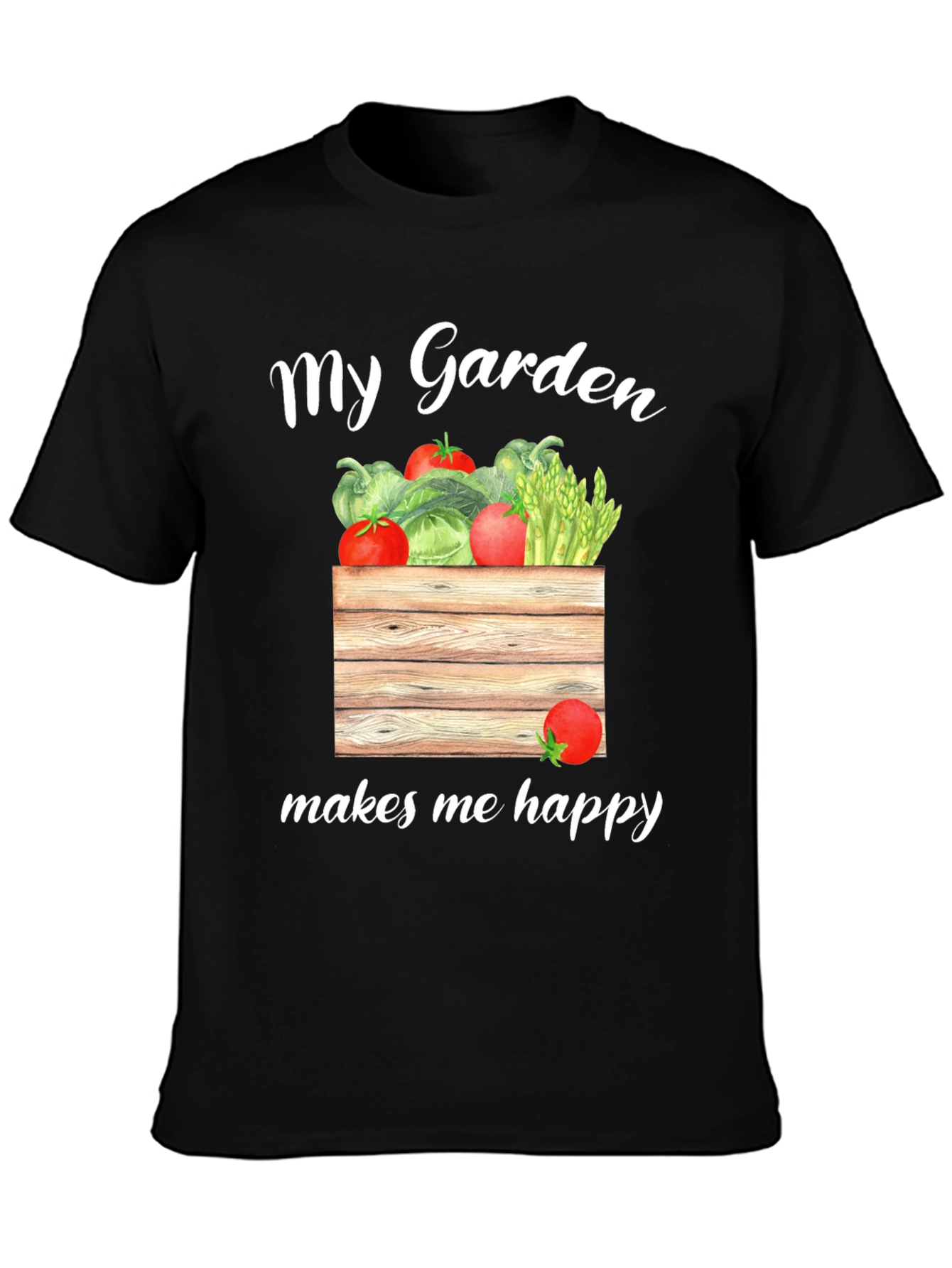 Black My Garden Makes Me Happy T-Shirt view 3