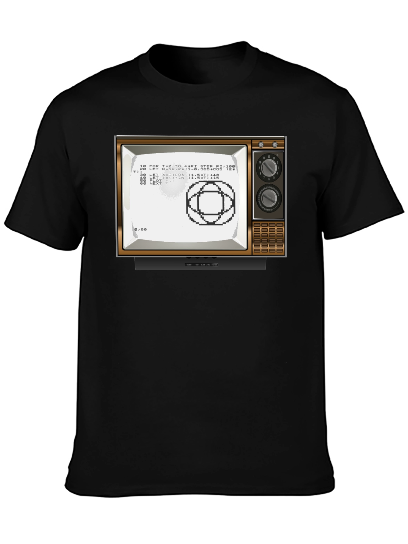 Black Retro Computer TV Graphic Tee - Programmer Shirt view 3