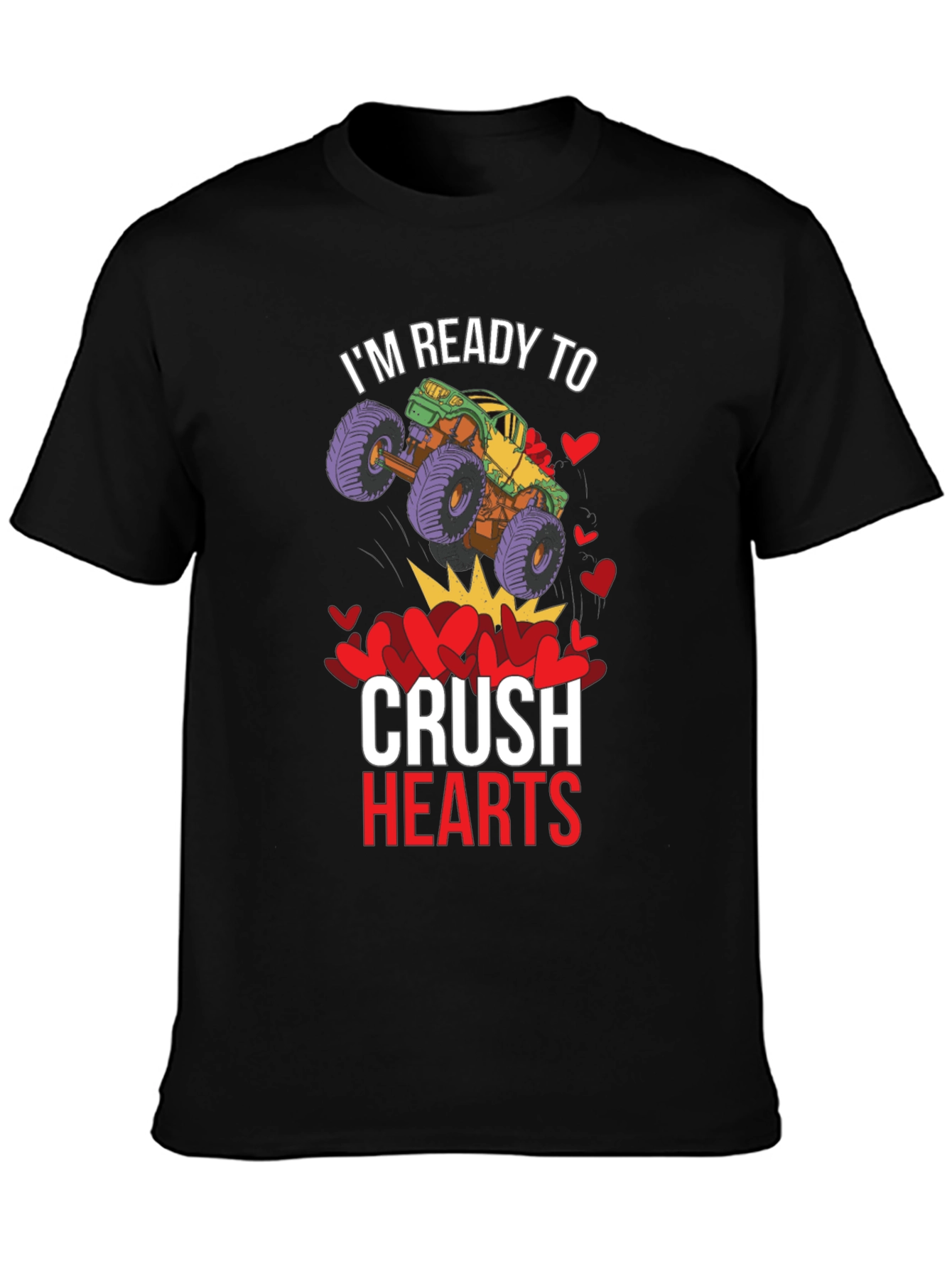 Black Ready to Crush Hearts Monster Truck T-Shirt view 3